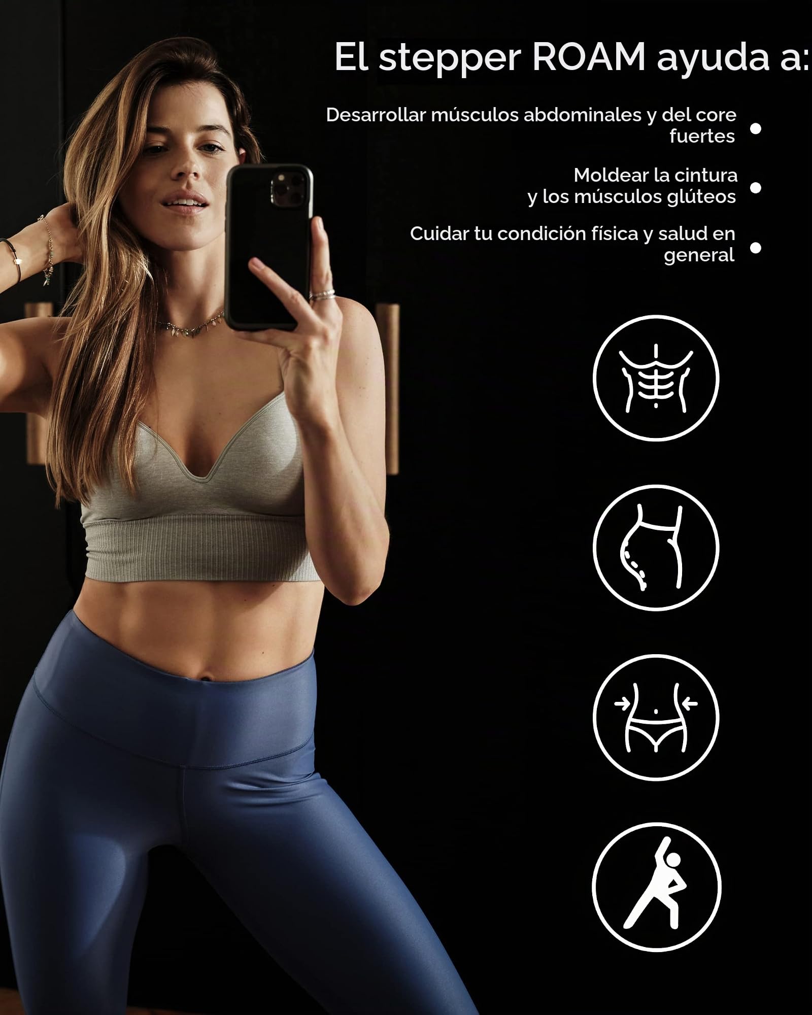 Zipro Roam Stepper - Mini máquina de Fitness (Incluye Ordenador de Entrenamiento LCD, Muchas Funciones, para Entrenamiento en casa, swingstepper para piernas y glúteos, Resistente al Desgaste, Negro
