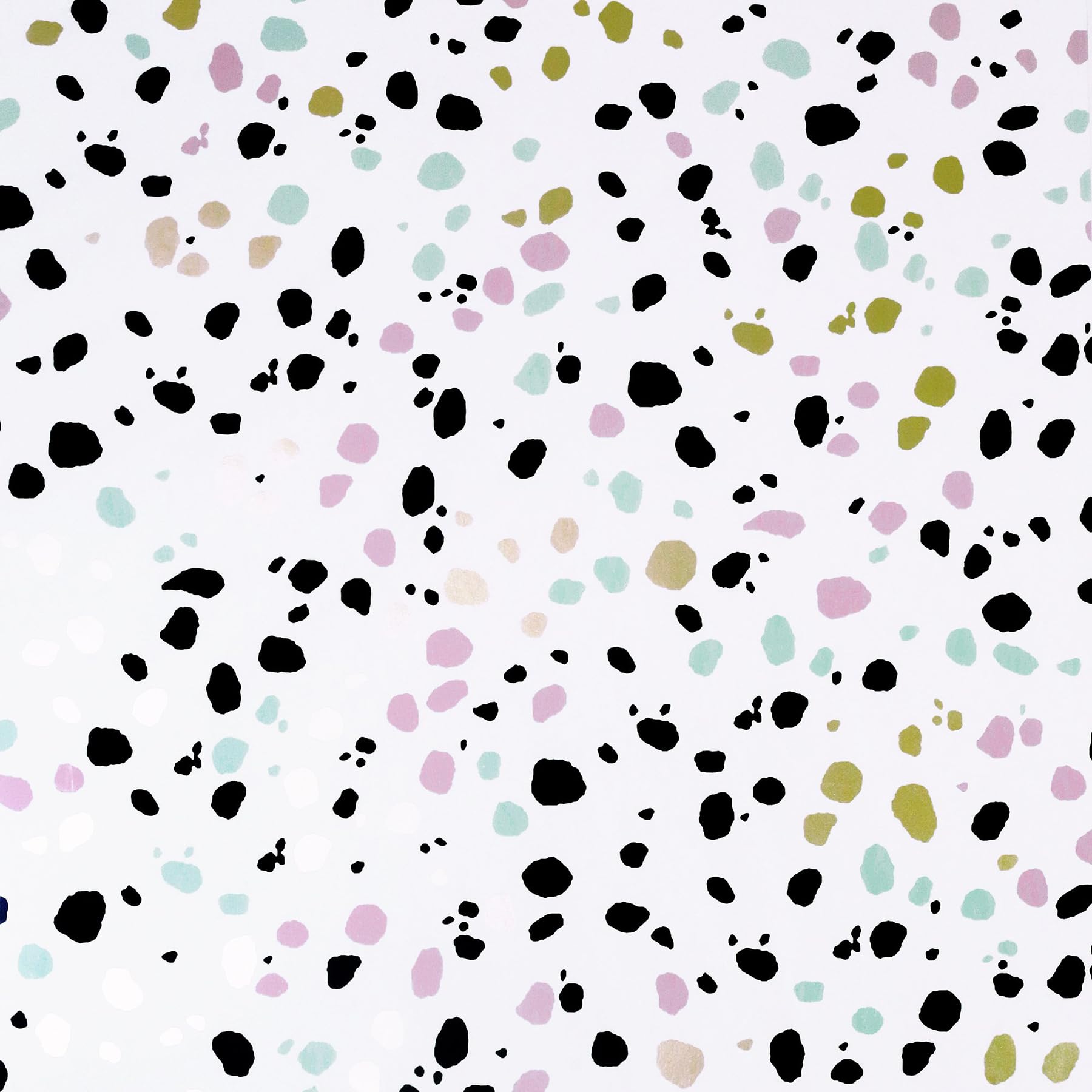 Dalmatian Pastel Wallpaper Arthouse White Black Animal Metallic Pink Teal Gold 5050192909785