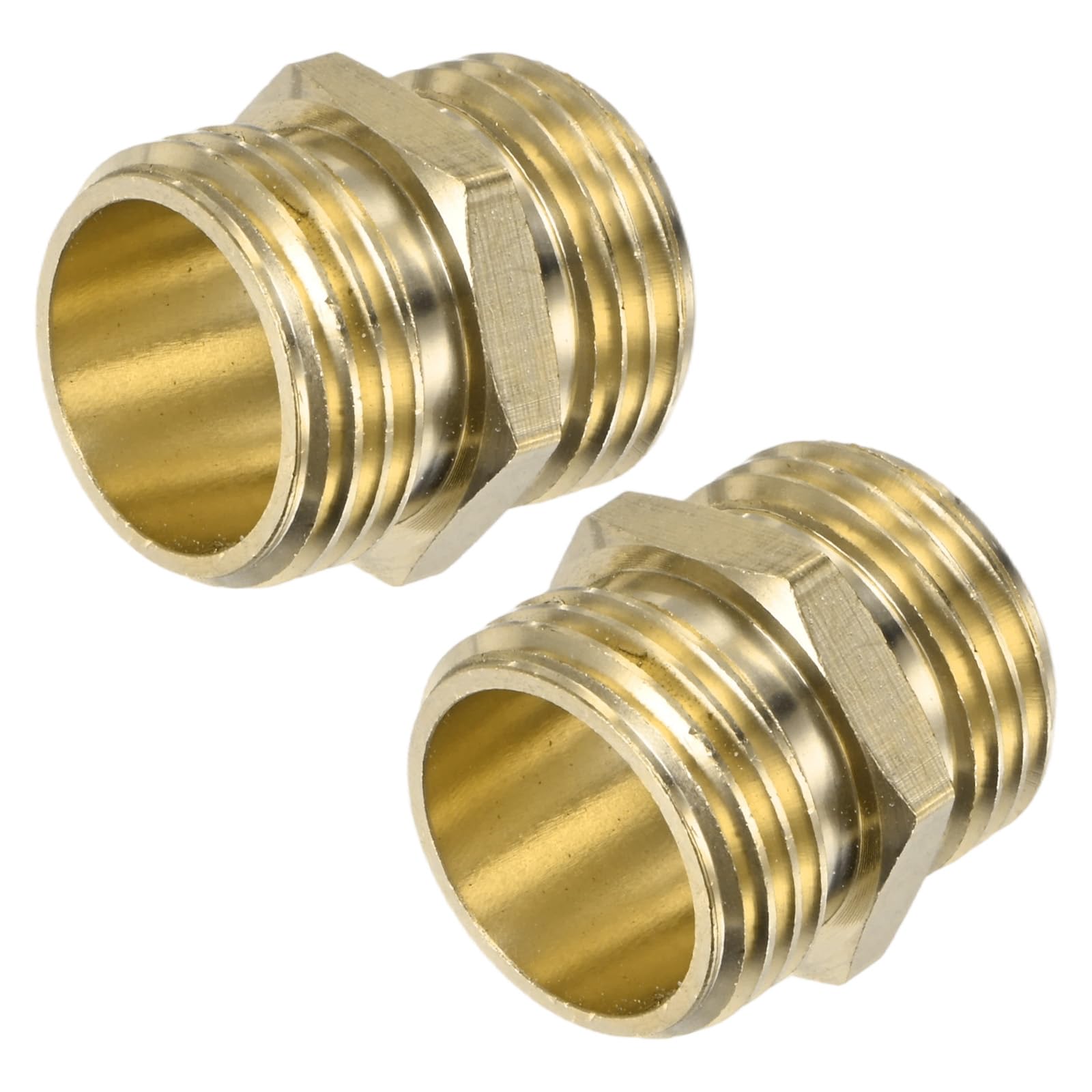 M METERXITY 2-Pack 3/4" GHT Double Male Hose Adapter, Brass Garden Hose Fittings Connector for Faucet/Irrigation System Quick Connect, Water Pipe Adapter