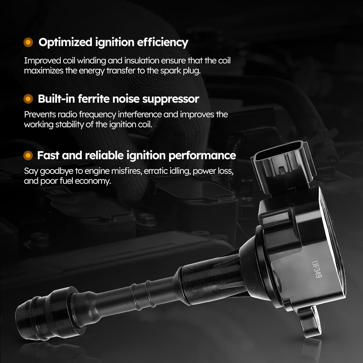 UF349 Ignition Coil Pack Compatible with Nissan Altima Maxima Murano Frontier Quest XTERRA Pathfinder NV1500 NV2500 NV3500/Infiniti l35 QX4/Suzuki Equator V6 Replaces # C1406 224488J11C (set of 6)