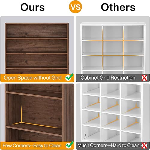 Miniatura 6 de Tribesigns Gabinete de zapatos de 2 piezas, 9 niveles, 40-45 pares de madera resistente, gabinete de almacenamiento independiente de zapatos,