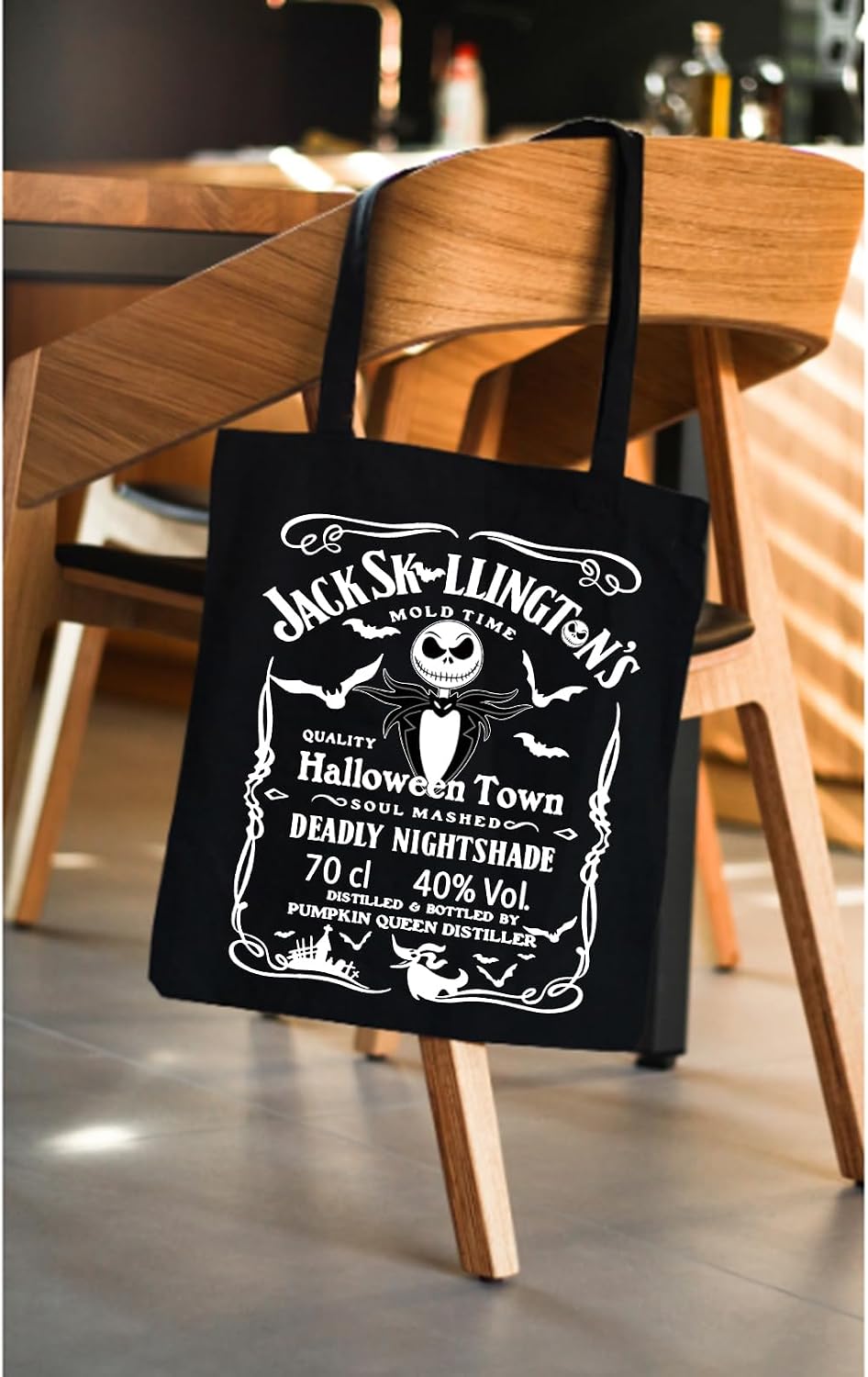 TSOTMO Horror Movie Merch Gift Brewery Halloween Movie Tote Bag for Horror Fans Skeleton Whiskey Jack Sally Fans Gift (jack sk) image 3