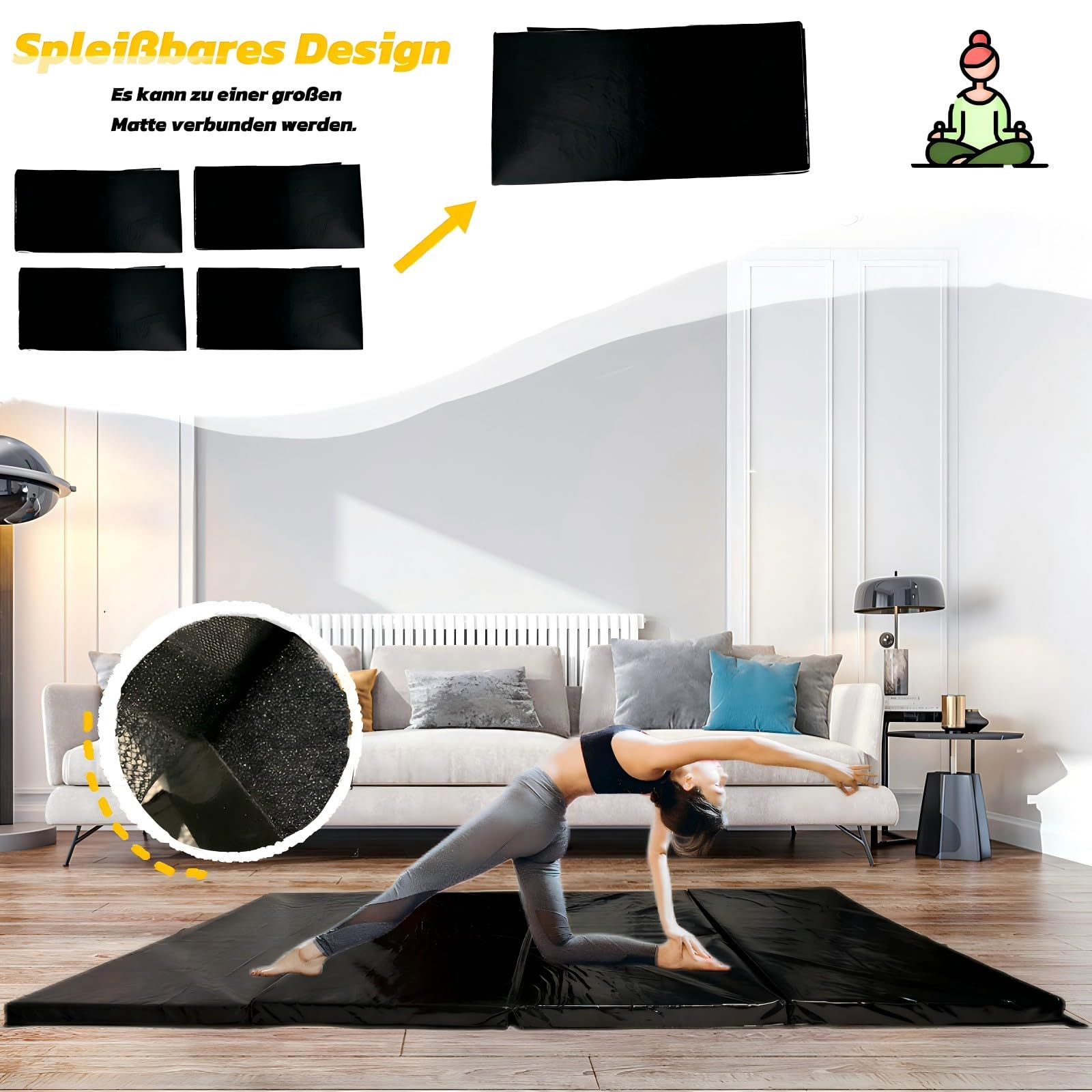 Kapler Turnmatte Faltbar 240x120x5 cm: EPE Gymnastikmatte Weichbodenmatte für Yoga und Fitness, für Kinder und Erwachsene