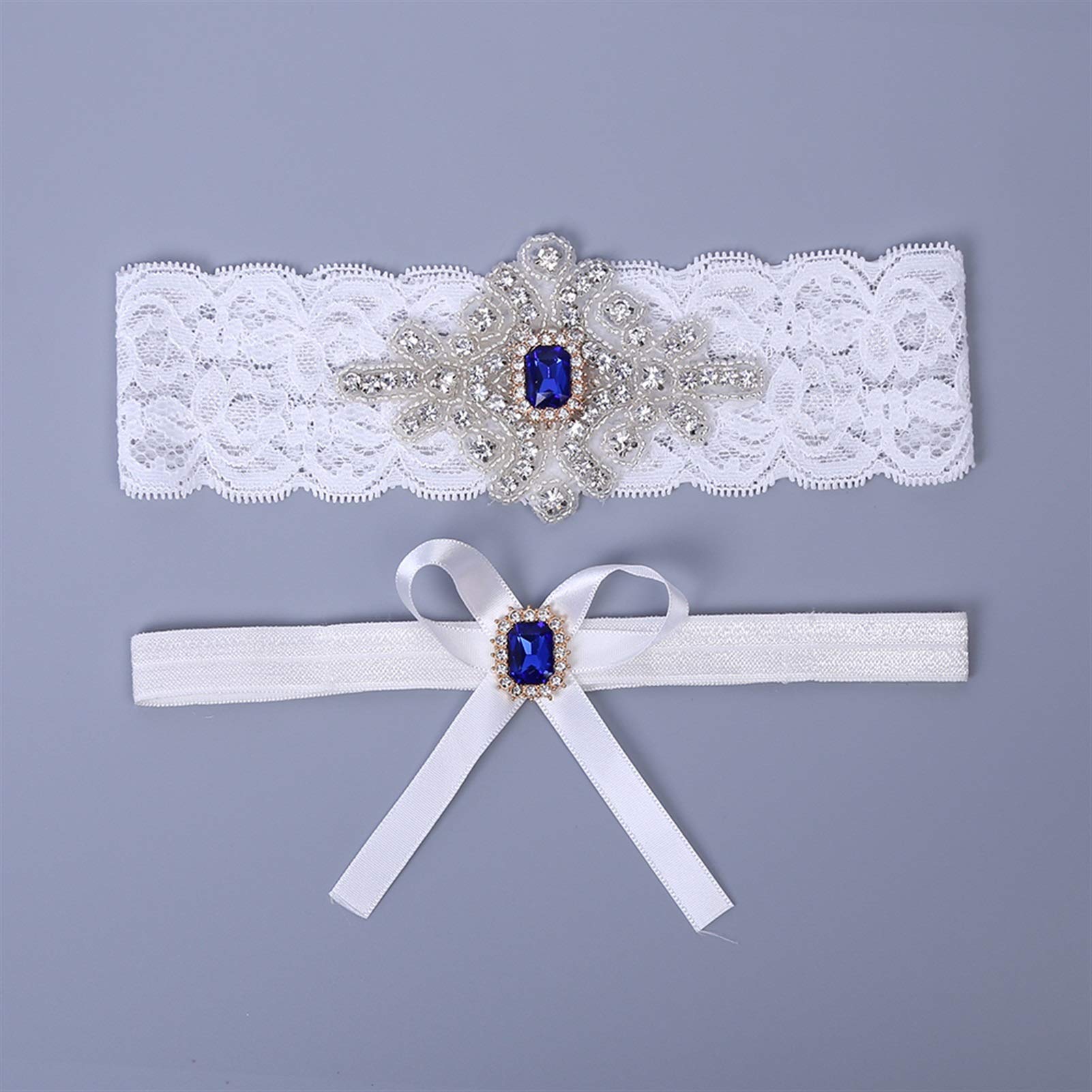 (2 szt.) damski pas do pończoch seksowna biała koronka rhinestone pas do pończoch akcesoria ślubne dla nowożeńców dekoracja nóg noga rękaw udo pas do pończoch (kolor: biały, rozmiar: (2 szt.)) (biał