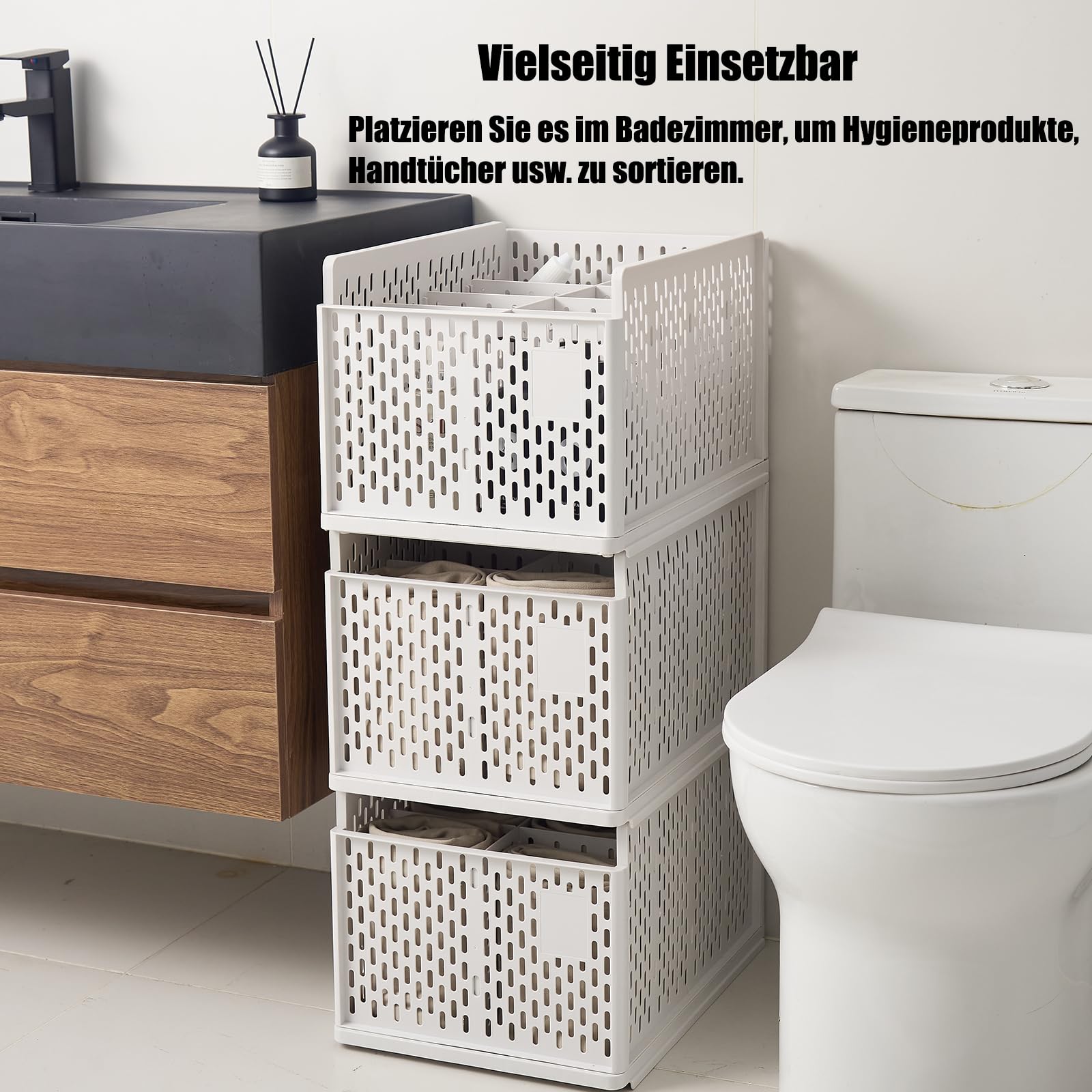 RMAN 8 stuks kast organizer stapelbare opvouwbare opbergsysteem voor kleding kunststof garderobe organizer opbergdozen voor ondergoed, topjes, broeken, stropdas, braun