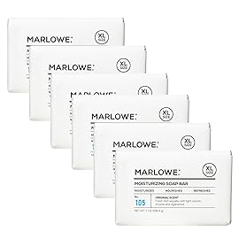 MARLOWE. No. 105 Bar Soap for Men 7 oz (6 Bars) Moisturizing Body Soap, Nourishing & Refreshing with Natural Extracts, Shea Butter, Olive Oil & Green Tea Extracts, Original Sage & Fir Scent