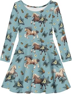 Dresses for Girls Long Sleeve Casual Dress 3-14T A Line Swing Dresses