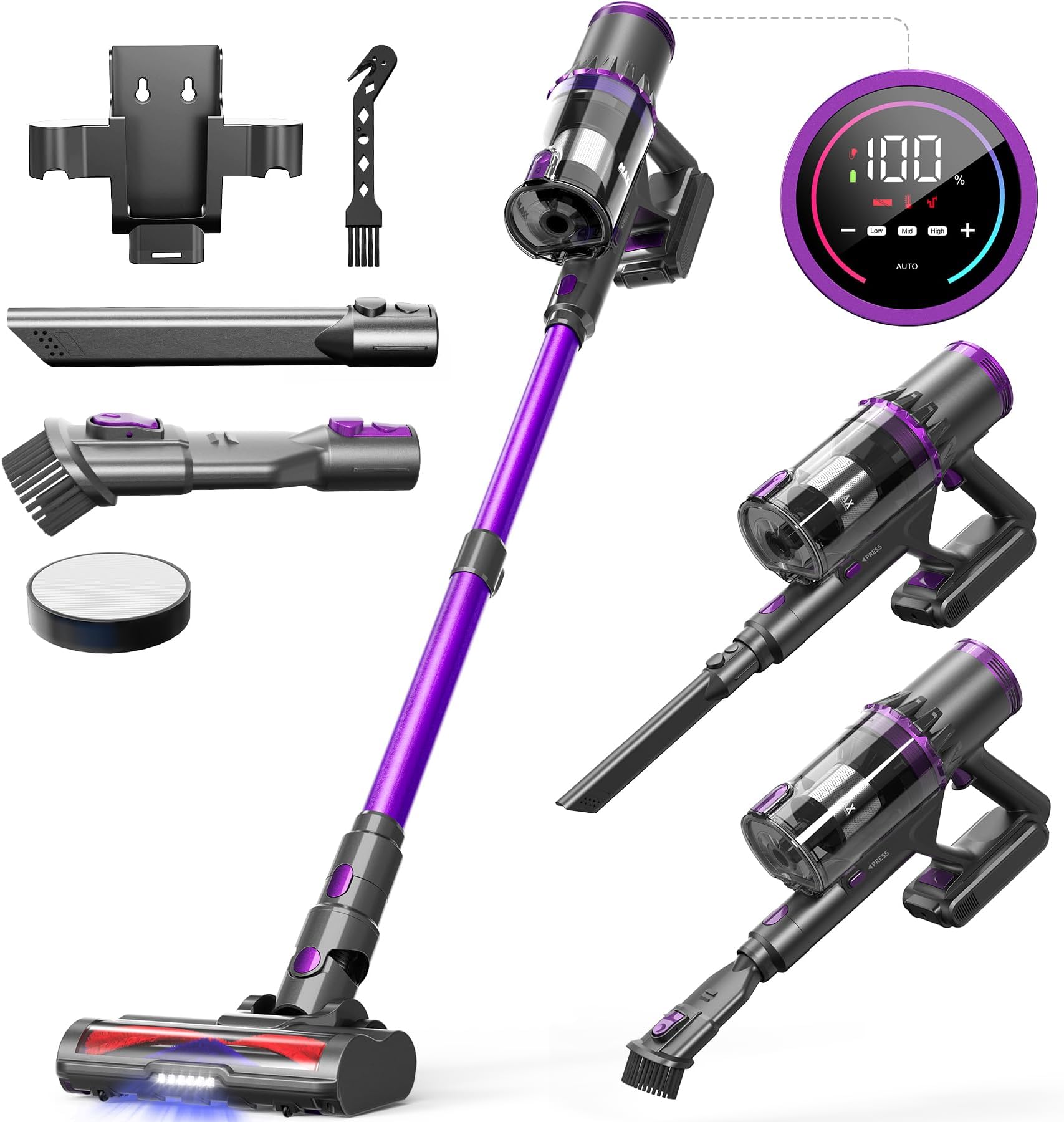 VersLife Aspirateur Balai Sans Fil S6PRO – 30 KPa Puissance, 30 Min Autonomie, 4-en-1 Pour Poils Animaux, Tapis & Sols Durs