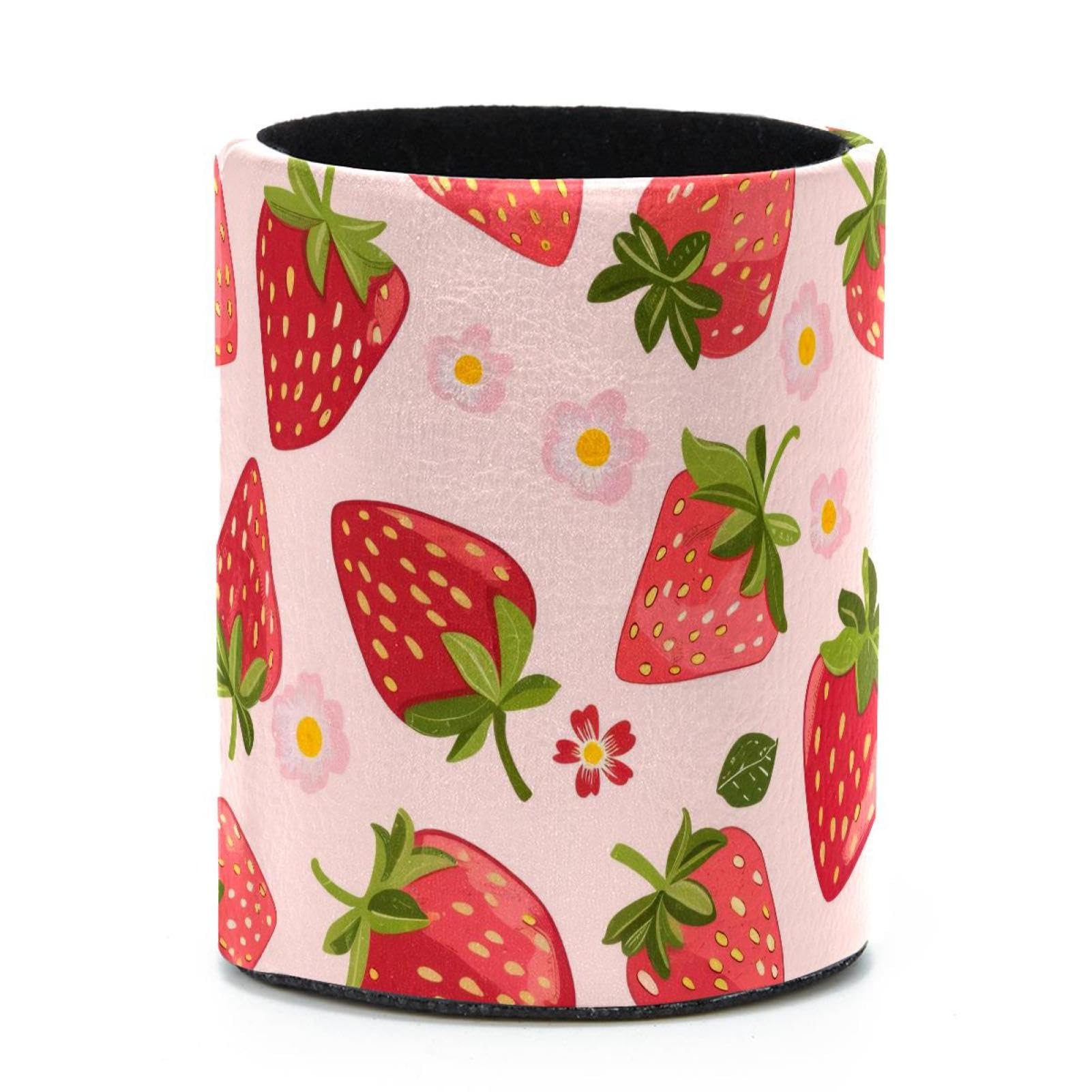 VAPOKF Round Pencil Holders for Desk, Strawberry Pen Holders Pen Pot Makeup Brushes Storage Desktop Stationery Supplies Organiser for Home Office