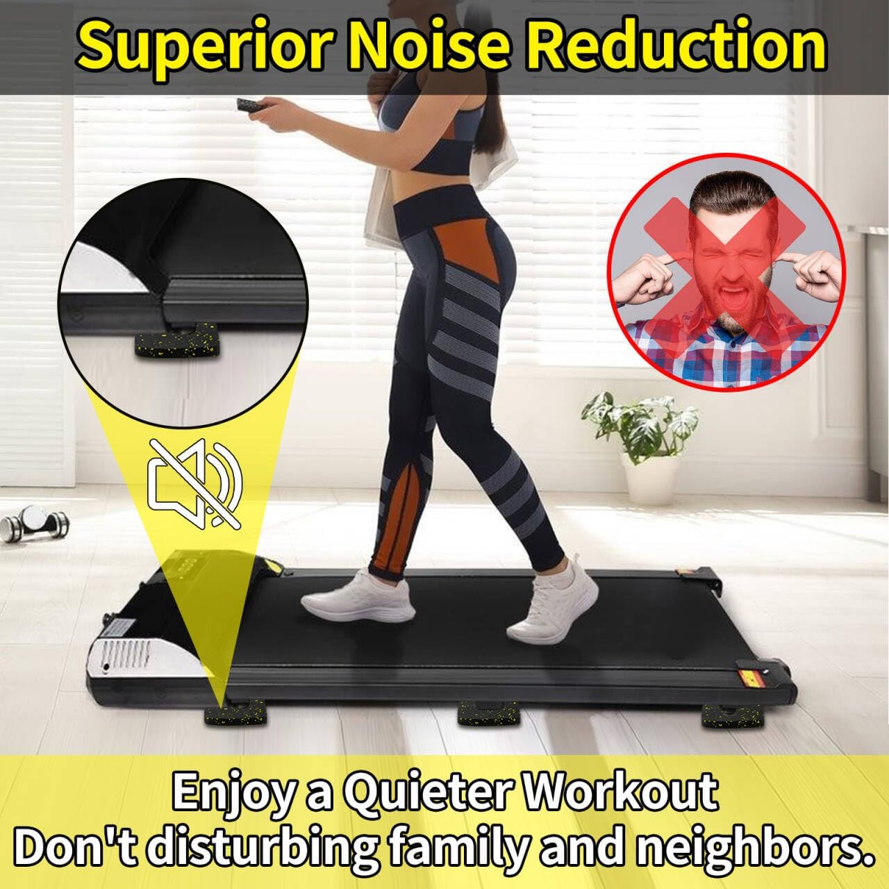 6 Pcs Walking Pad Mat, Rubber for Protect Floors,Noise Reduction | Prefect for Portable Walking Pad Treadmill for Home, Non Slip, Anti Vibration