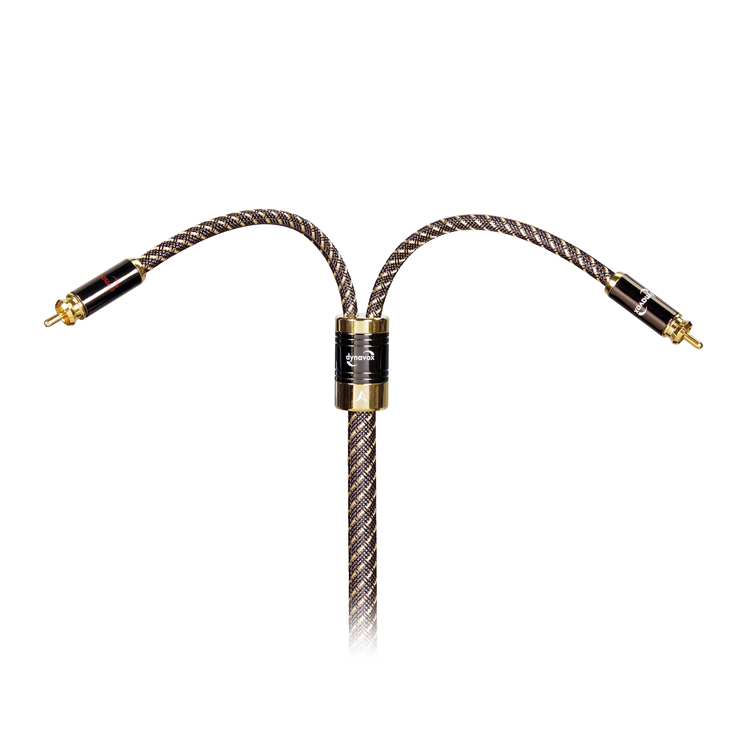 Dynavox Black Line cavo stereo RCA di alta gamma, cavo RCA premium con schermatura multipla, rame ad alta purezza, connettori placcati in oro 24k, 1.0 m