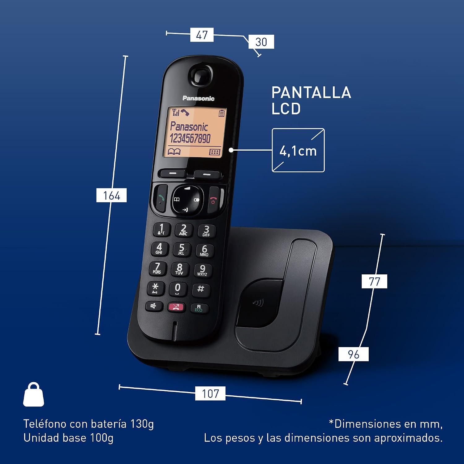 Panasonic KX-TGC250SPB Teléfono Inalámbrico Digital con Bloqueo De Llamadas No Deseadas, Pantalla Fácil De Leer, Altavoz Manos Libres, Reloj Despertador, Auricular Único, Negro. 8