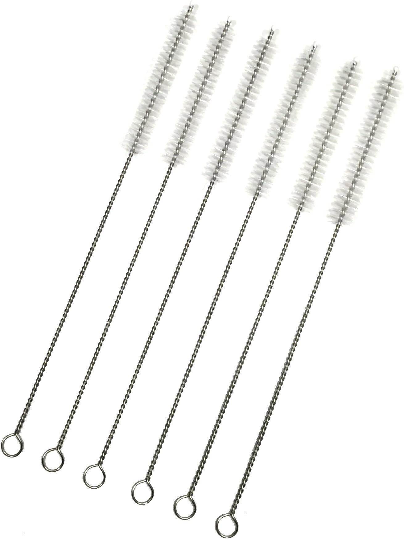 Straw Cleaner Brushes, Larger size, nylon bristles w/stainless steel handle - 6 Piece Value Pack - 3/8"(10mm) round head x 8"(200mm) long - Koem