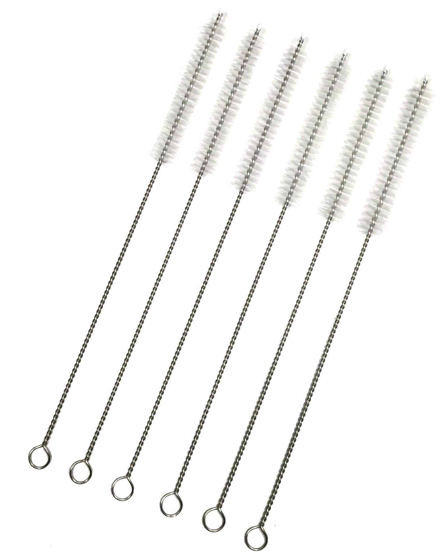 Straw Cleaner Brushes, Larger size, nylon bristles w/stainless steel handle - 6 Piece Value Pack - 3/8"(10mm) round head x 8"(200mm) long - Koem