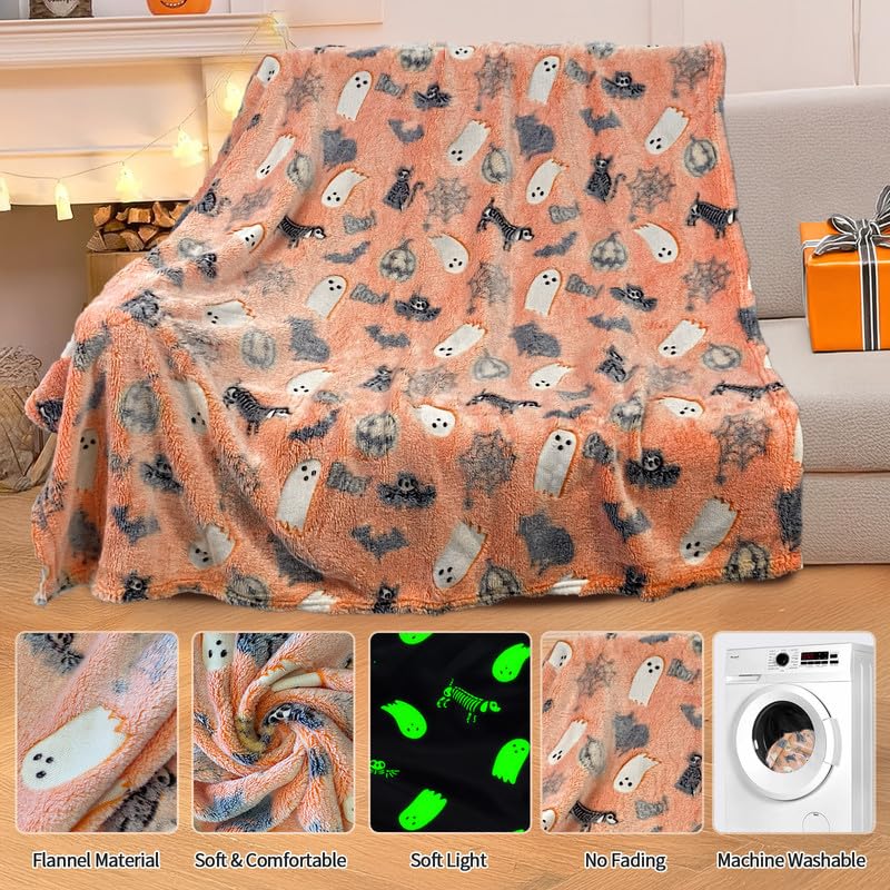 Cute Halloween Blankets for Kids, for Kids/Teens/Women/Men, Halloween Blankets and Throws for Adults, Spooky Blanket for Boy/Girls/Toddler, Fall Throw Blanket for Couch 40"x 50"