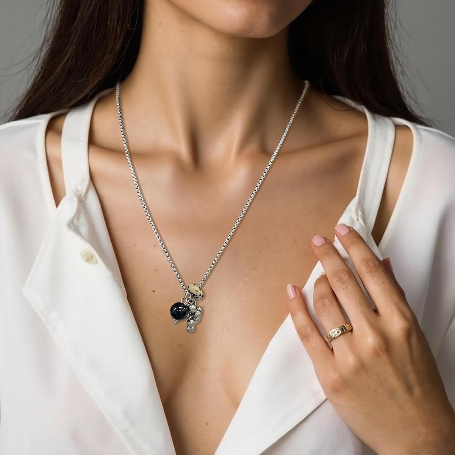 Snake Butterfly Necklace for Women Y2k Irregular Round Bead Pendant Women's Jewelry - Image 3