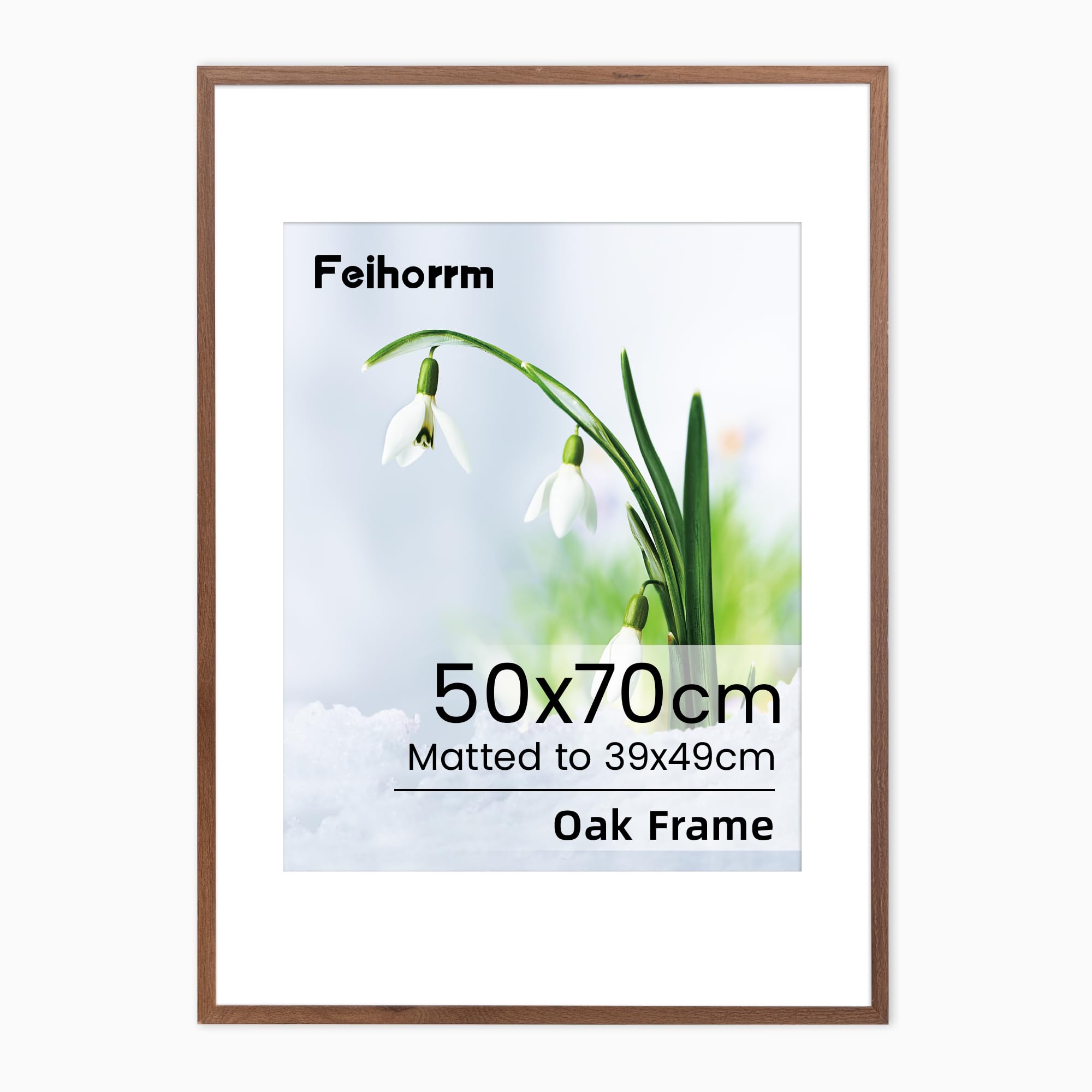 50x70cm Frame Poster Frame 50cm x 70cm Picture Frames Large Solid Oak Wood 50 x 70cm with Mat for 39x49cm Picture Frames Hang Portrait or Landscape for Wall Poster Gallery Decor with Tempered Glass โ image 1