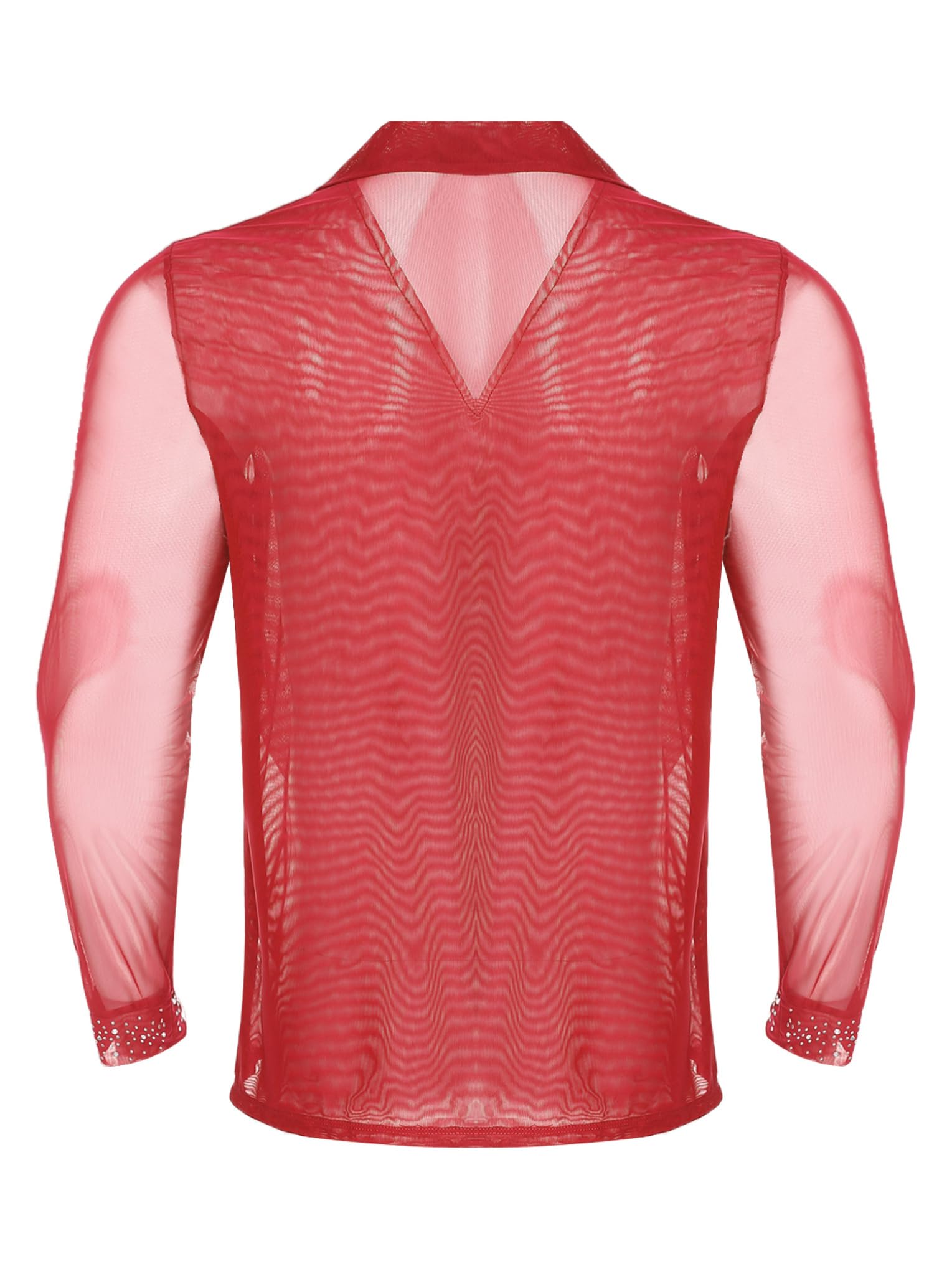 Camisa Baile de Salón para Hombre Leotardo Baile Latino Camisa de Patinaje Artístico para Competición S-XXL Rojo M