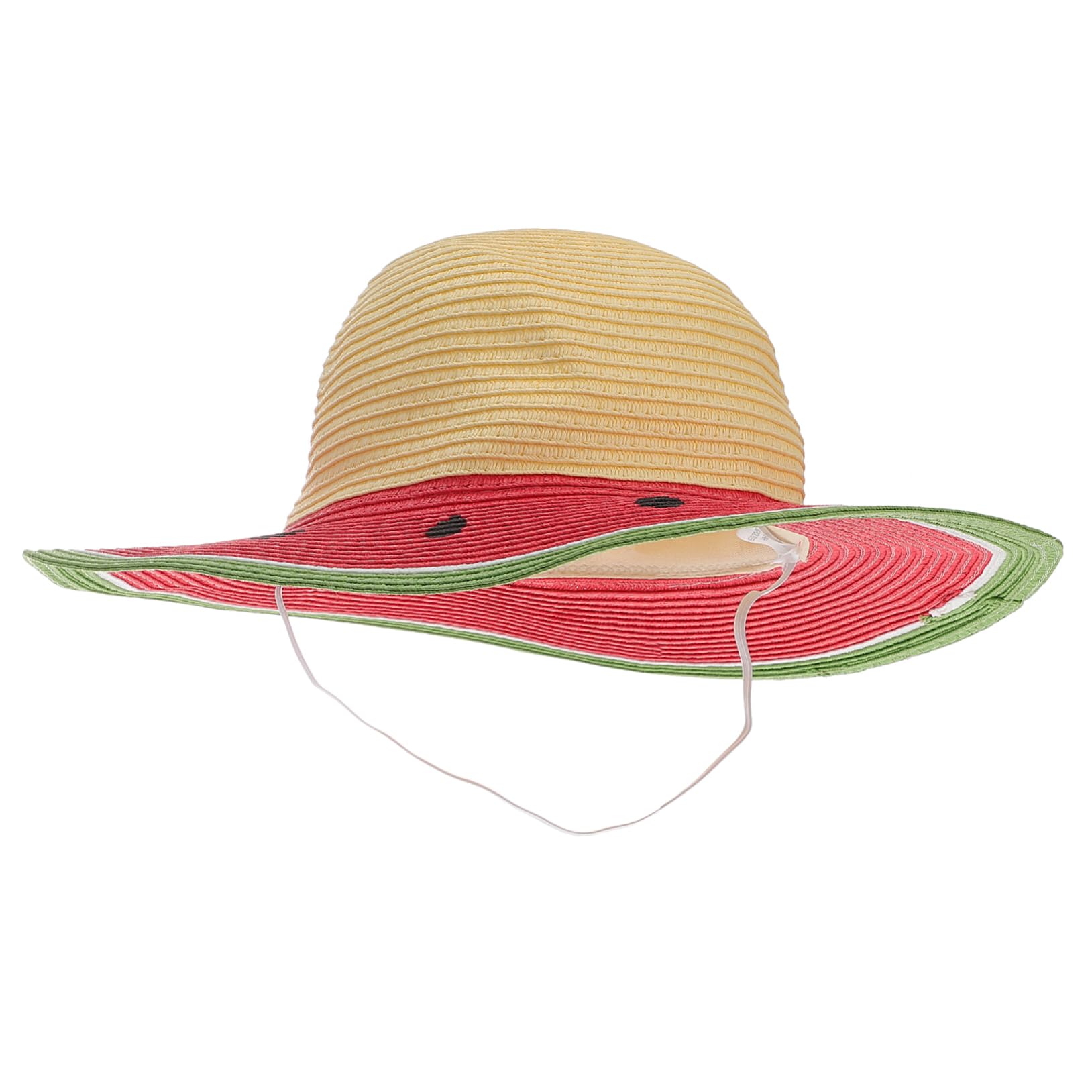PRETYZOOM Summer for Boys and Girls Uv Wide Brim Sun Cap Elastic Chin Strap Watermelon Pattern Casual Hat