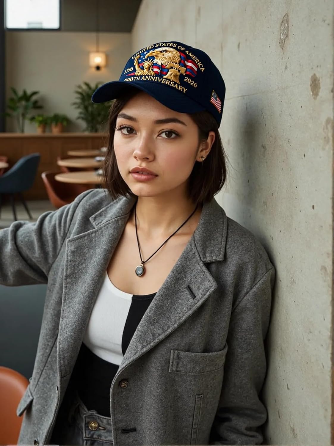 USA 250th Anniversary Embroidered Hat, Adjustable Washed Hat,for Men Women Gifts Dark Blue - Image 7