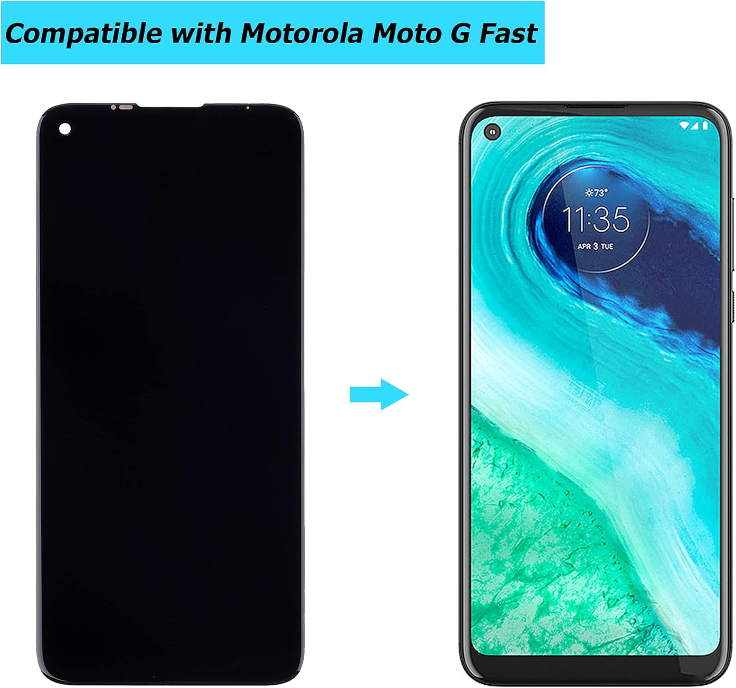 LCD Display Compatible with Moto G Fast XT2045-3 6.4 inch Touch Screen Digitizer Assembly Replacement Parts with Toolkit