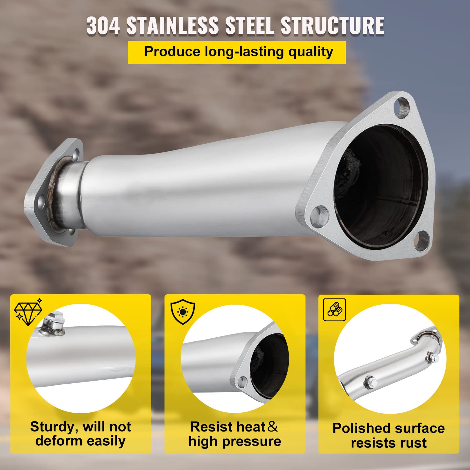 VEVOR Hochleistungs-Downpipe Auspuff-Konverter-Rohr Passend für 97-05 Audi A4 B5 B6/Passat 1.8T, bis zu 10-15 PS, turboaufgeladene 1.8L/1.8T I4 DOHC-Motoren