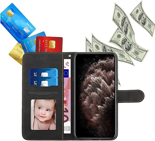 Miniatura 5 de WATSKY Para Xiaomi Poco X3 GTNote10 Pro 5G Line Pattern Flip Phone Case, con cuerda de mano Funda de cuero protectora Negro