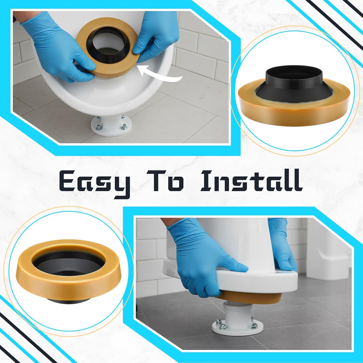 Marsui 12 Pack Toilet Wax Ring Thick Toilet Bowl Wax Ring Gasket for 3-Inch/4-Inch Waste Line - Gas, Odor and Watertight Seal