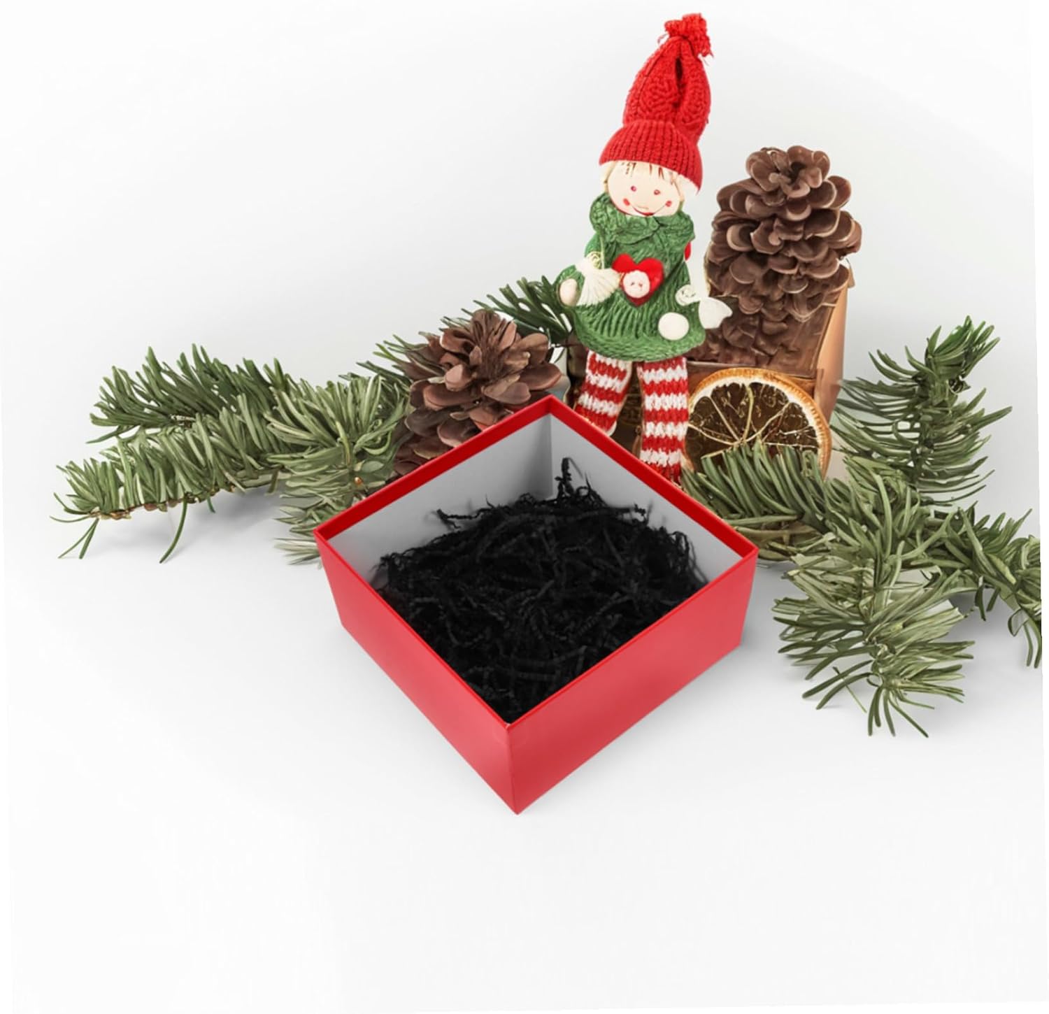 HOLIDYOYO Black Wavy Crinkle Cut Raffia Grass Paper Filler Bulk Packaging Shred for Boxes Baskets Wrapping Valentine's Day Wedding Anniversary Craft Decor