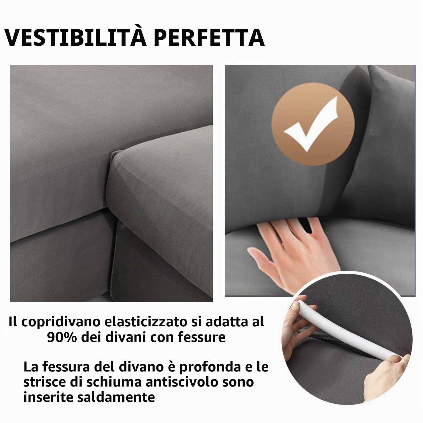 Amsg Copridivano con Penisola Elasticizzato A Sinistra Destra, Copridivano AntiGraffio Gatto Chaise Longue Sofa Cover A Forma di L,L,L 190~230cm
