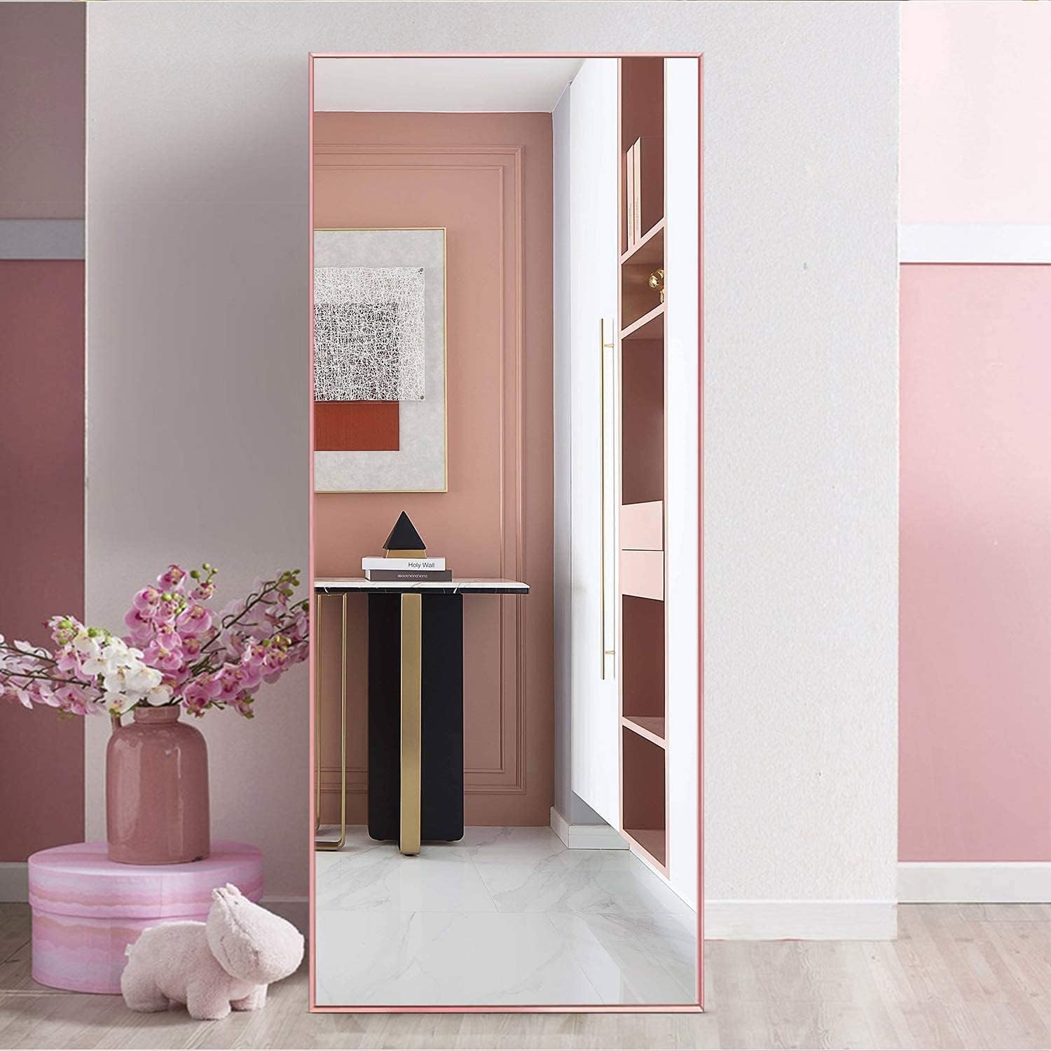 EVDINO 63"x20" Full Length Floor Mirror, Free Standing Body Mirror, Wall Mounted Hanging Mirror, Large Dressing Mirror, Leaning Mirror, Big Mirror for Bedroom Living Room Locker Room Rosegold