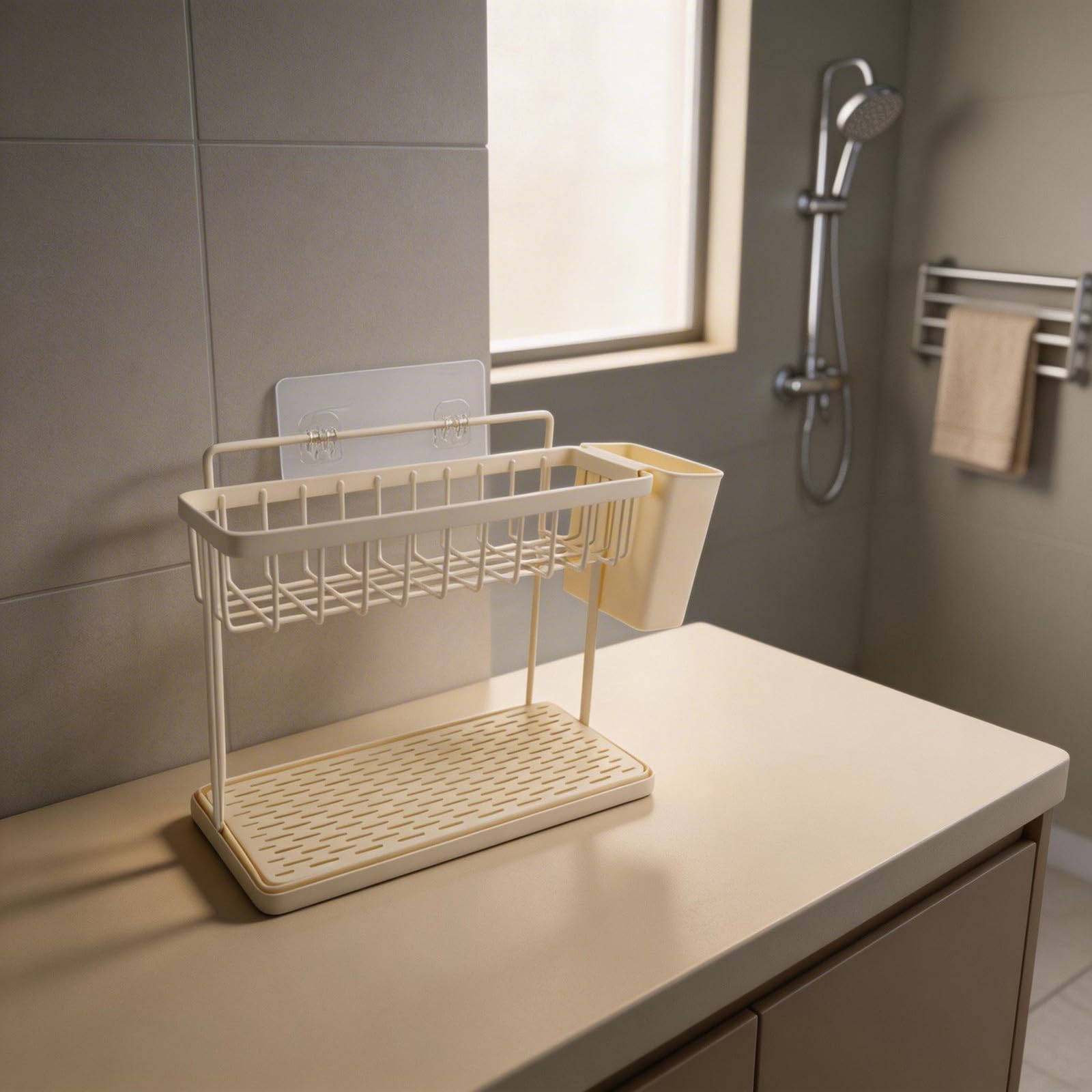 304 Edelstahl Spülbecken Organizer Mit Abtropfsystem, Rostfreier Schwammhalter Und Geschirrständer Für Küche, Platzsparende Aufbewahrung Für Tassen Und Besteck, Silber(white)