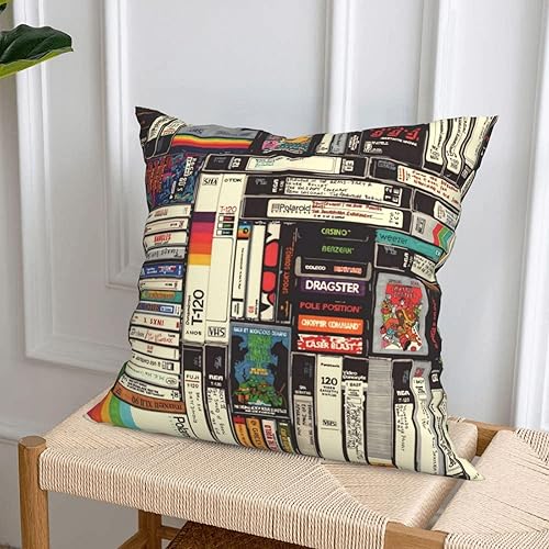 Miniatura 5 de Juego de 4 fundas de almohada vintage con cinta de casete de música con sonido, cinta magnética, discos de vinilo, símbolo, fundas de almohada