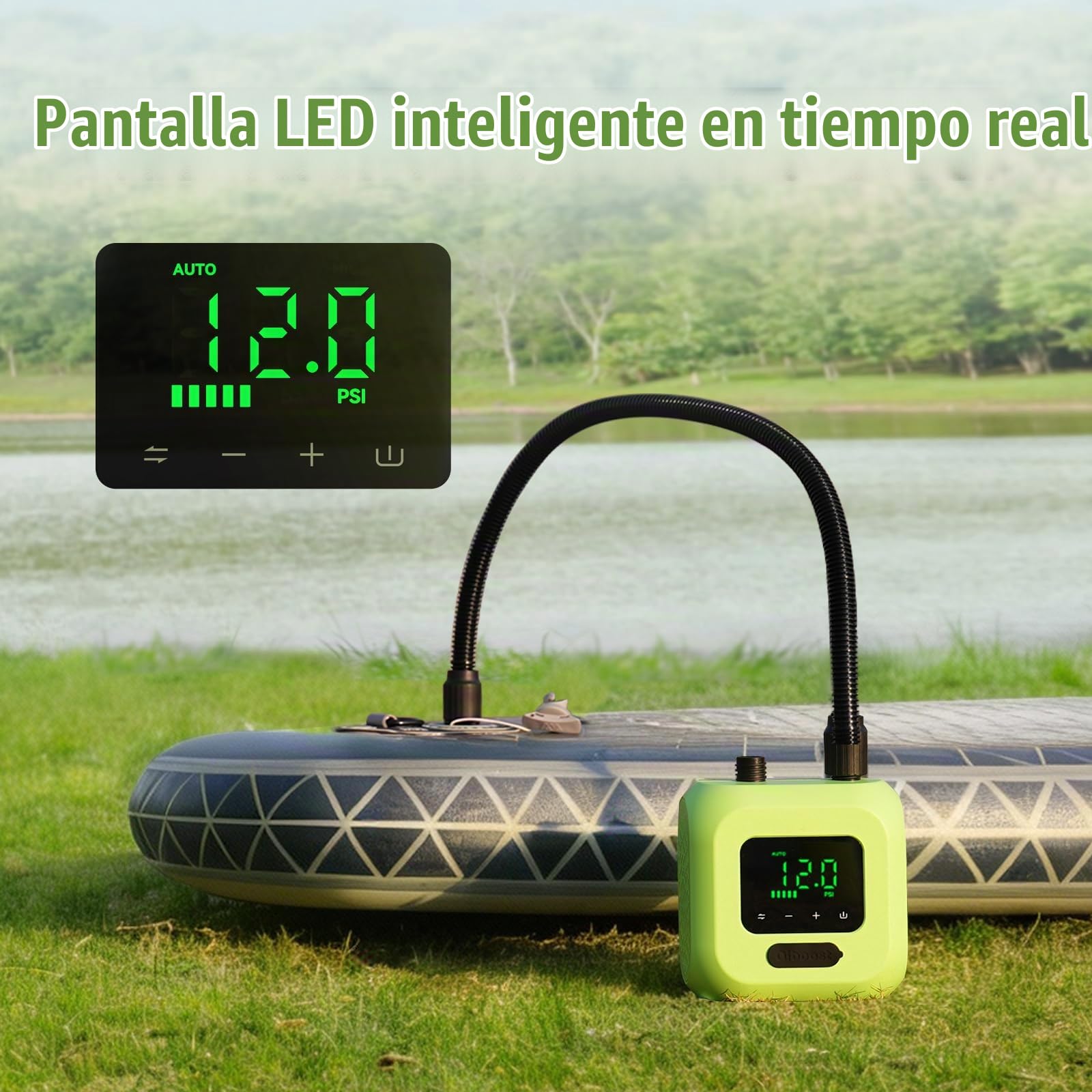 Bomba de aire eléctrica SUP con batería, bomba de tabla de remo recargable de alta presión de 20 PSI, inflado de doble etapa, apagado automático para kayak, alas de cometa, tiendas de campaña