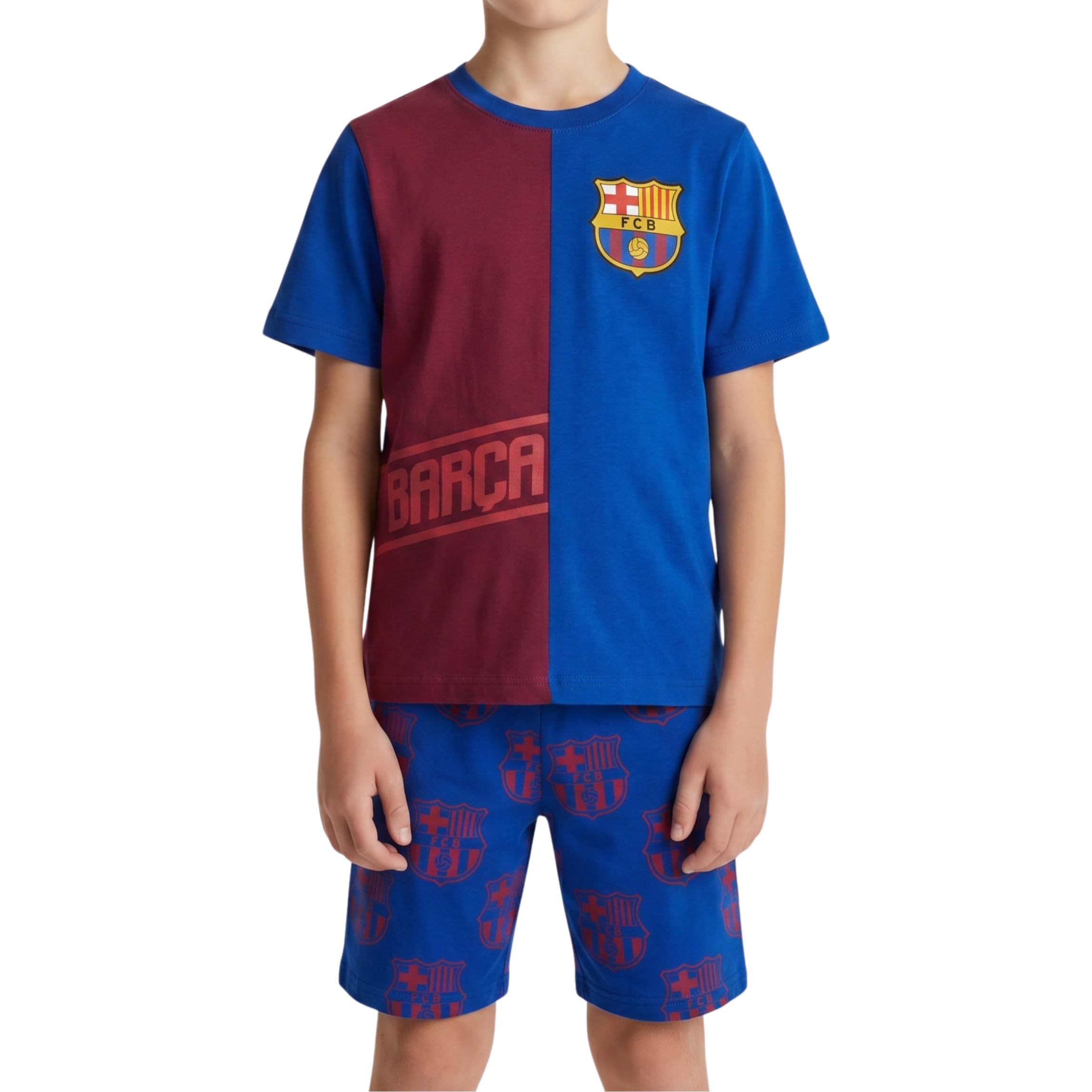 FC Barcelona Camiseta y Pantalón Corto para Niño, Conjunto 2 Piezas, Tallas 3 a 14 Años