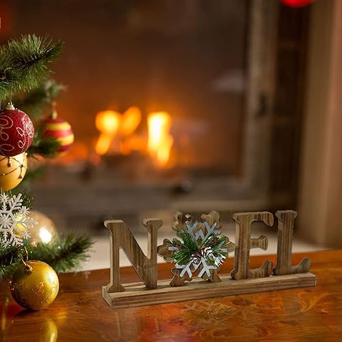 Miniatura 6 de Letrero de madera con letras de mesa, decoraciones de Navidad, letreros de bloque de palabras de madera, decoración de centros de mesa de invierno
