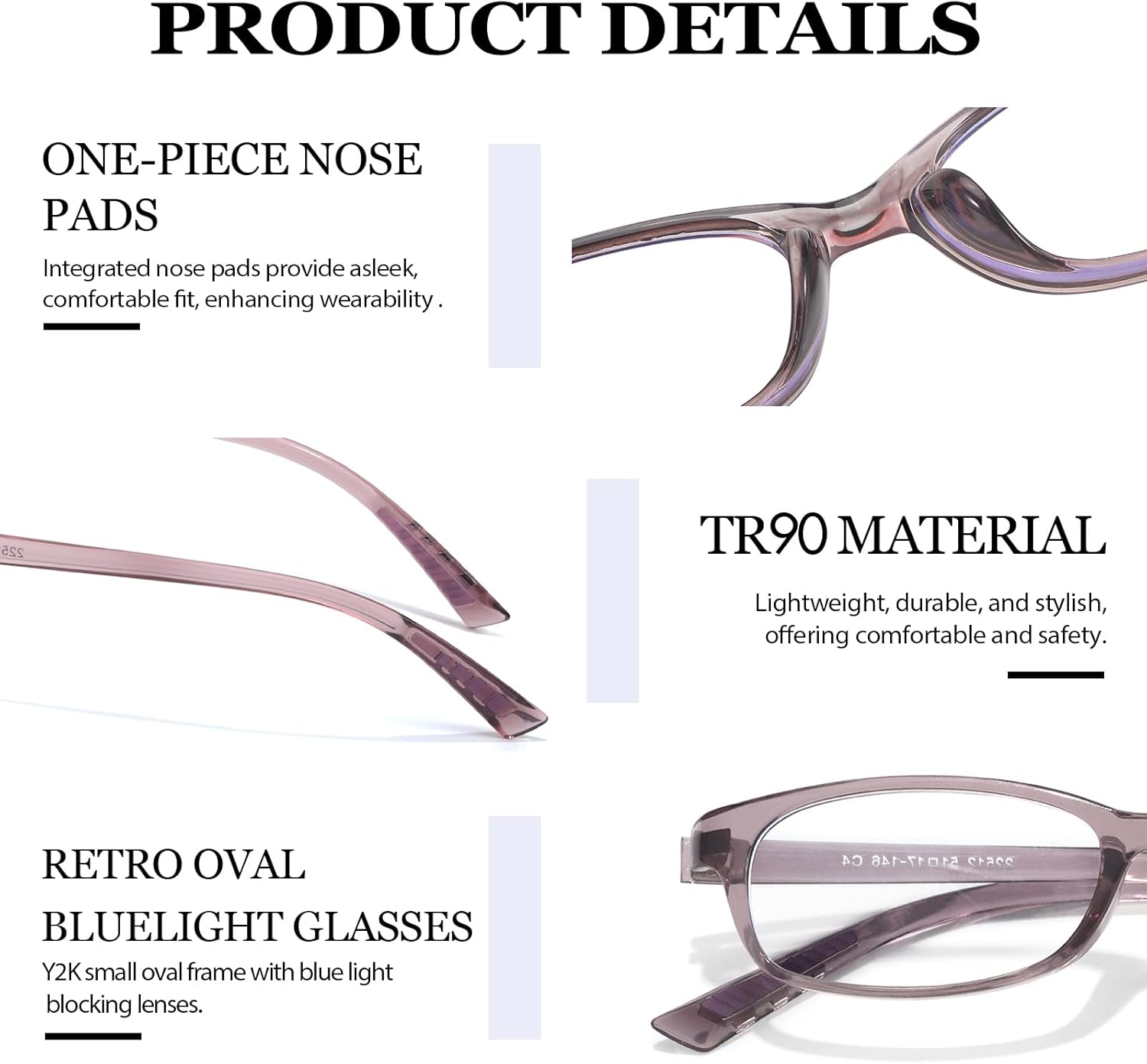 LVIOE Office-Siren Rectangle Blue Light Glasses for Women, Fashion Fake Clear Glasses. - Image 4