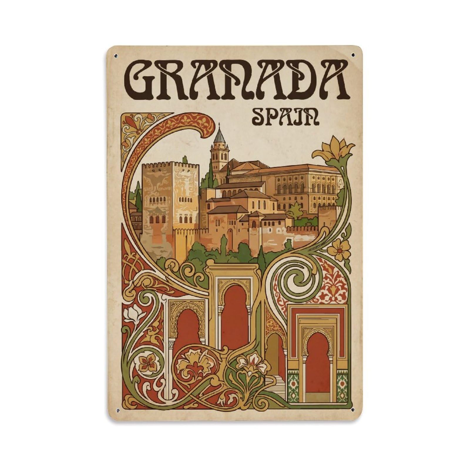 Retro Spain Granada Travel Metal Tin Sign