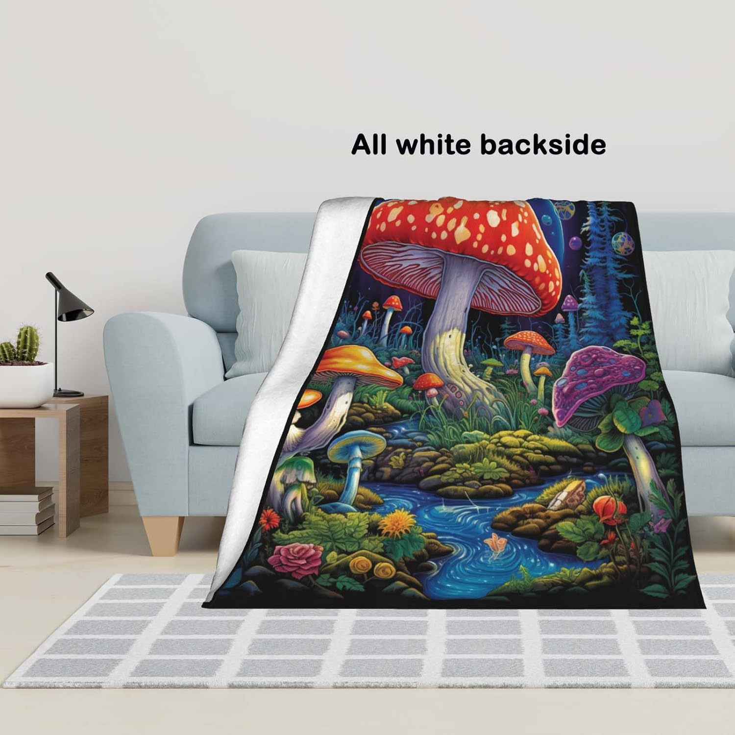 Mushroom Throw Blanket, Mushroom Gifts for Women Men, Soft Hippie Cottage Core Room Decor, Lighweight Flecce, 50x60 inches, 310 GSM, No Pilling, Single Sided Printed - Image 4