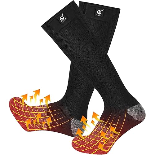 SNOW DEER Heated Socks for Men & Women Battery Powered Thermal Ski Winter Foot Warmer with Temperature Control for Skiing Hiking Hunting Motorcycling Riding