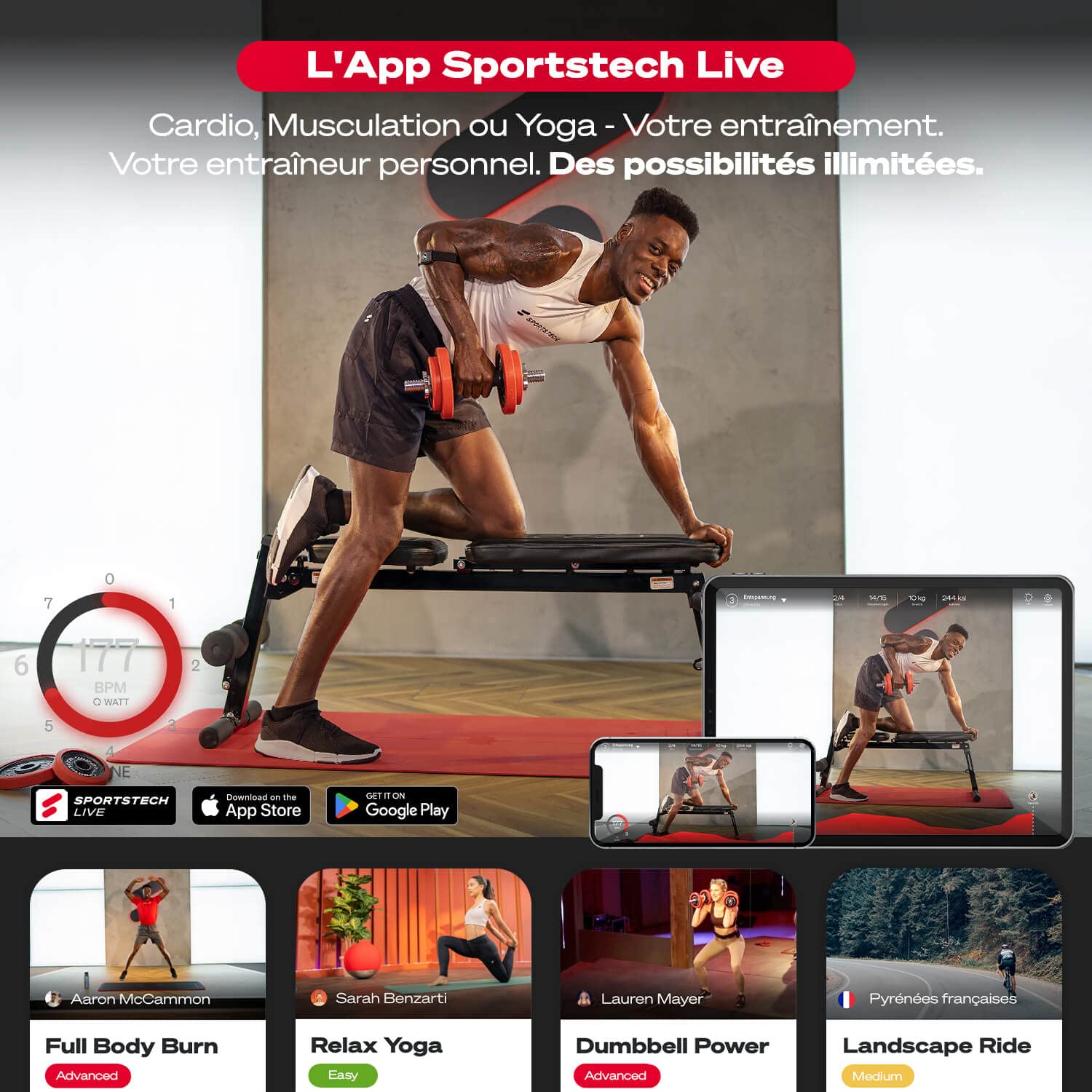 Sportstech BRT150 Entrenador de espalda y abdomen 6 en 1; ergonómico y ajustable; sistema único de bloqueo y fácil de plegar, diseño antideslizante, banco de pesas + fijación de piernas adaptable