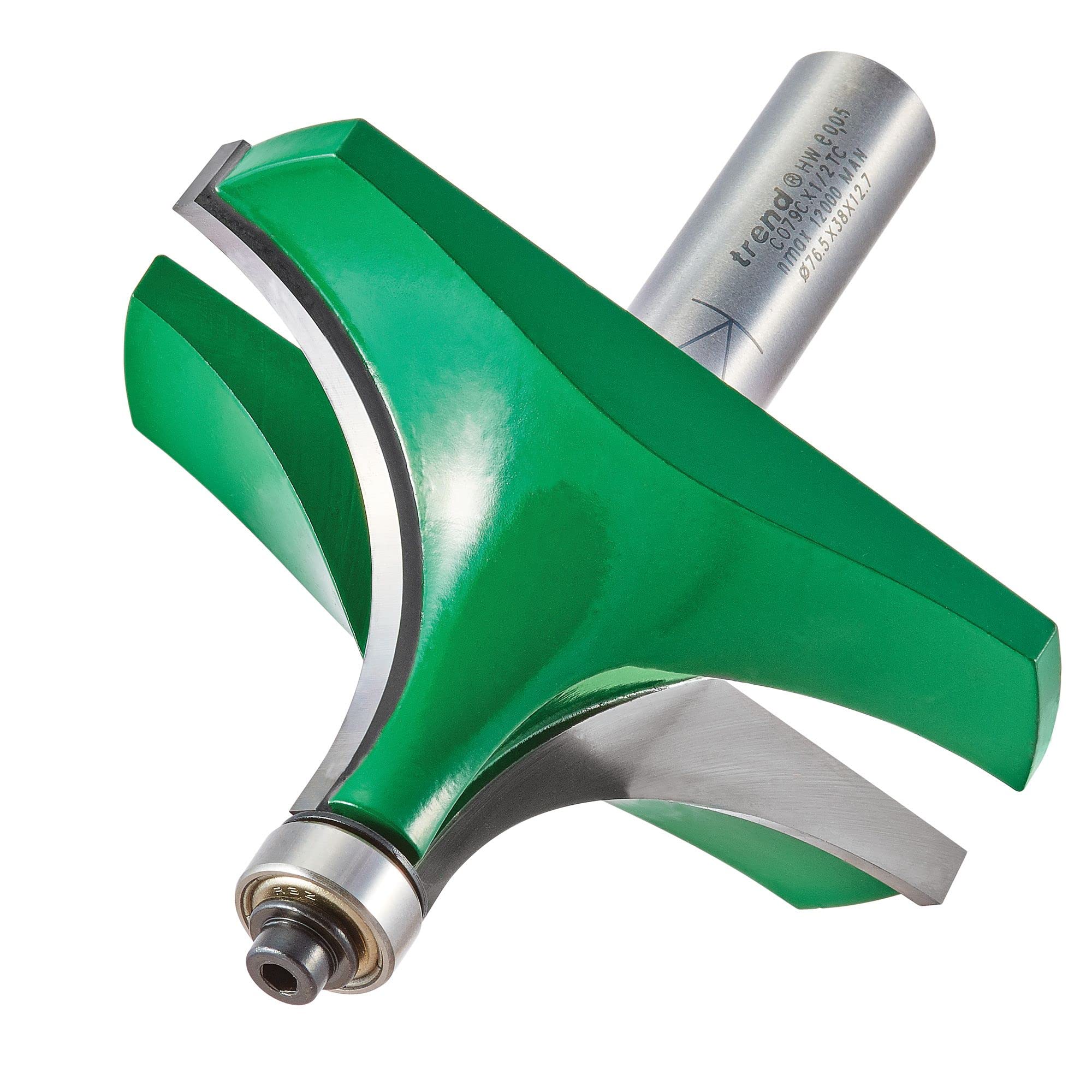 Trend Craftpro Bearing Guided Ovolo Router Cutter, 1/2 Inch Shank, 31.8Mm Radius, Tungsten Carbide Tipped, C079cx1/2Tc