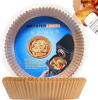 100PCS Air Fryer Disposable Paper Liners Fit 3-5QT Non-Stick Air Fryer Parchment Paper Air Frying Roasting Microwave Basket Oil-proof Resistant Baking Parchment Paper Thick (Round, 6.5inch)