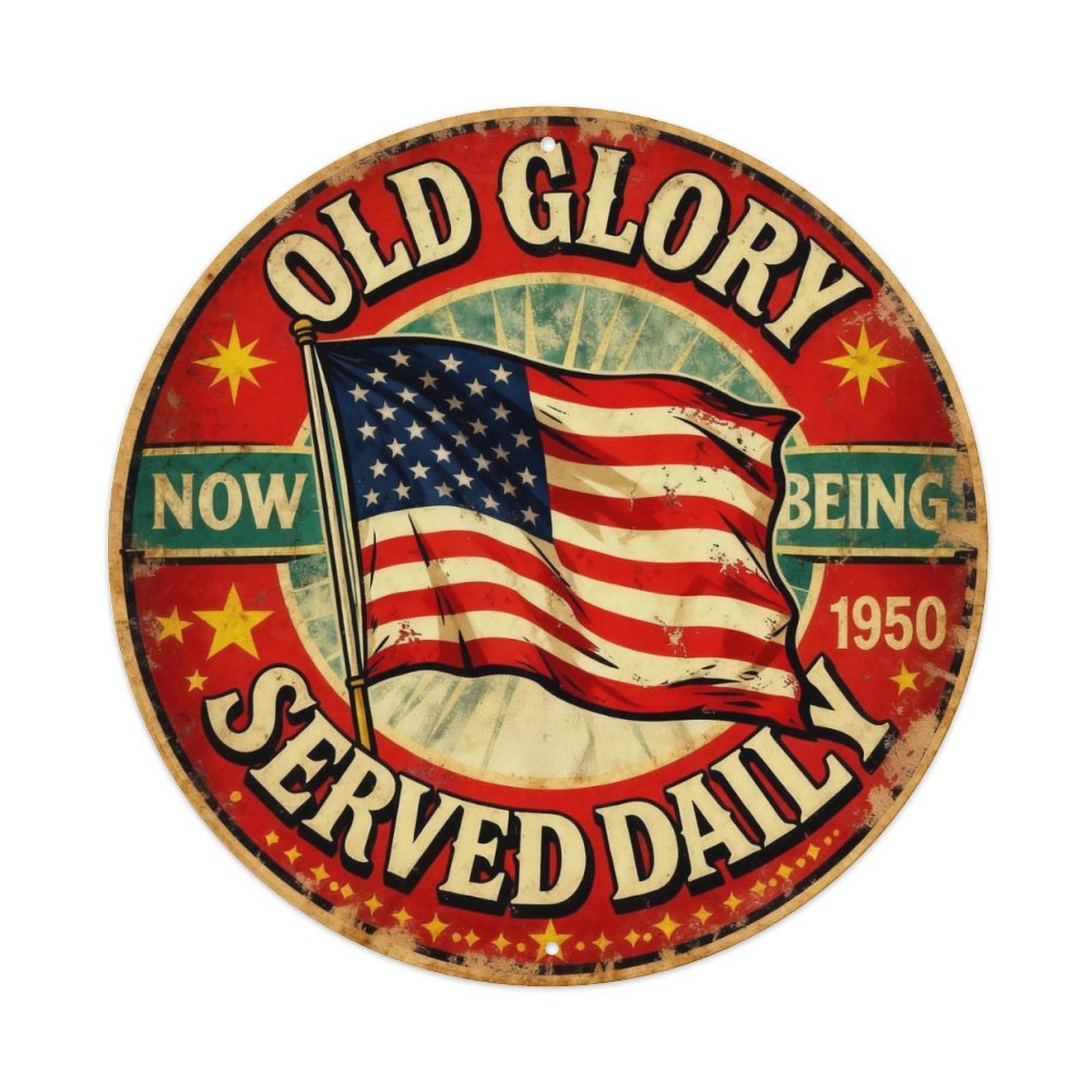 Old Glory Patriotic Sign Metal Tin Sign Plaque