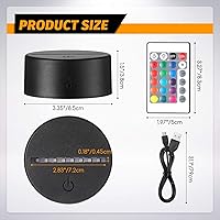 Vista 2 de Honoson 4 Pieces 3D Night LED Lamp Base 16 Colors LED Lights Display Base with Remote Control and USB Cable, Lights Frame for Acrylic and Resin