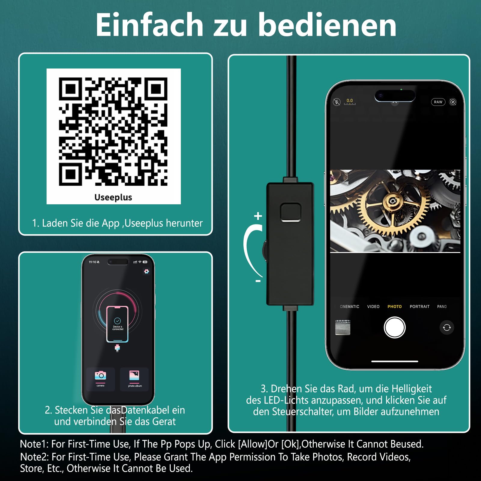 Endoscopio per Smartphone, Doppia Lente Endoscopio Industriale (3-in-1) - 1920P HD,Impermeabile IP67 con 8+1 LED,Cavo Semi-Rigido 5m,Funziona con Smartphone Android e iOS, iPad