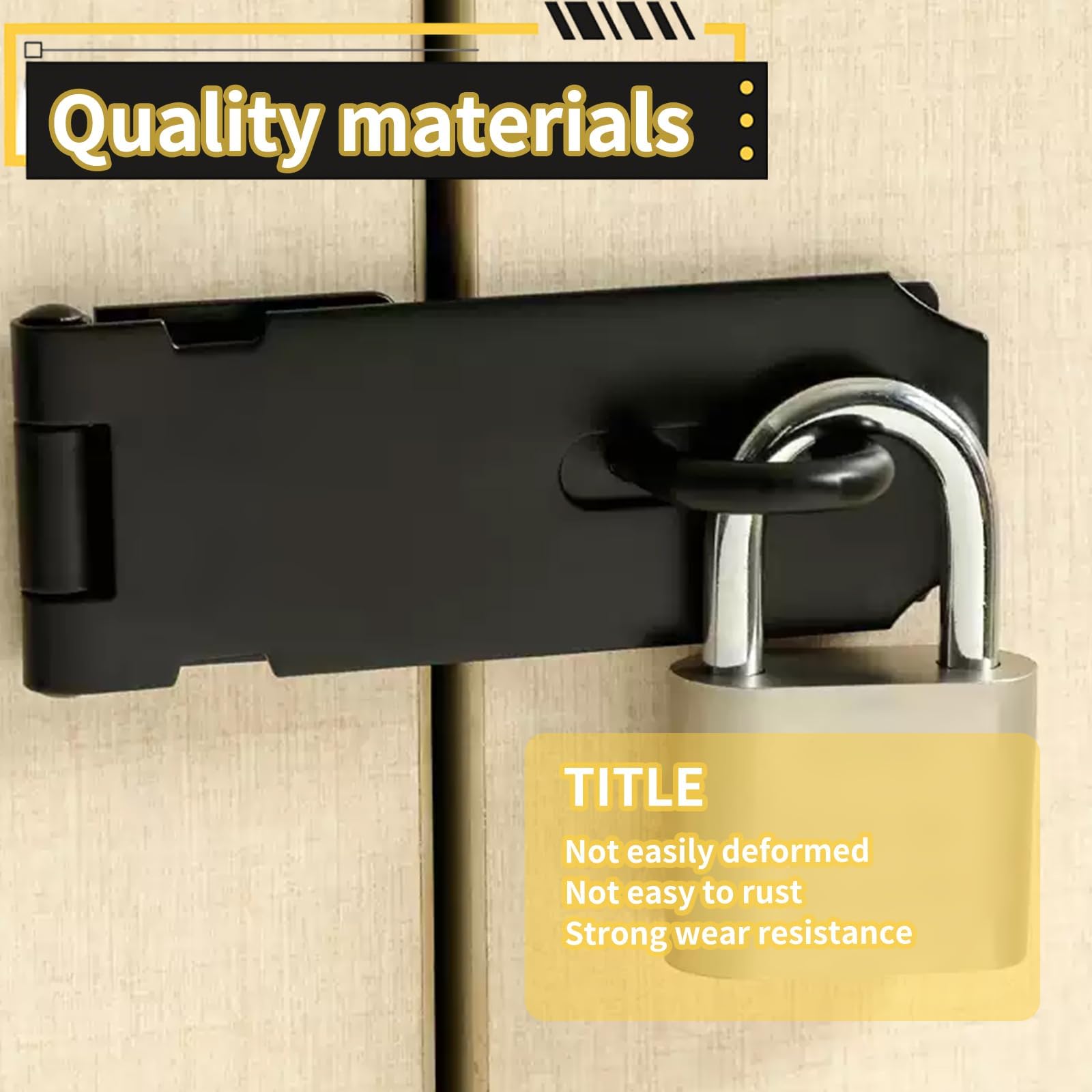 2 Pcs Hasp and Staple Heavy Duty with 18 Screws, Shed Door Lock Latch for External Doors Padlock Hasp for Windows Cabinets - Image 4