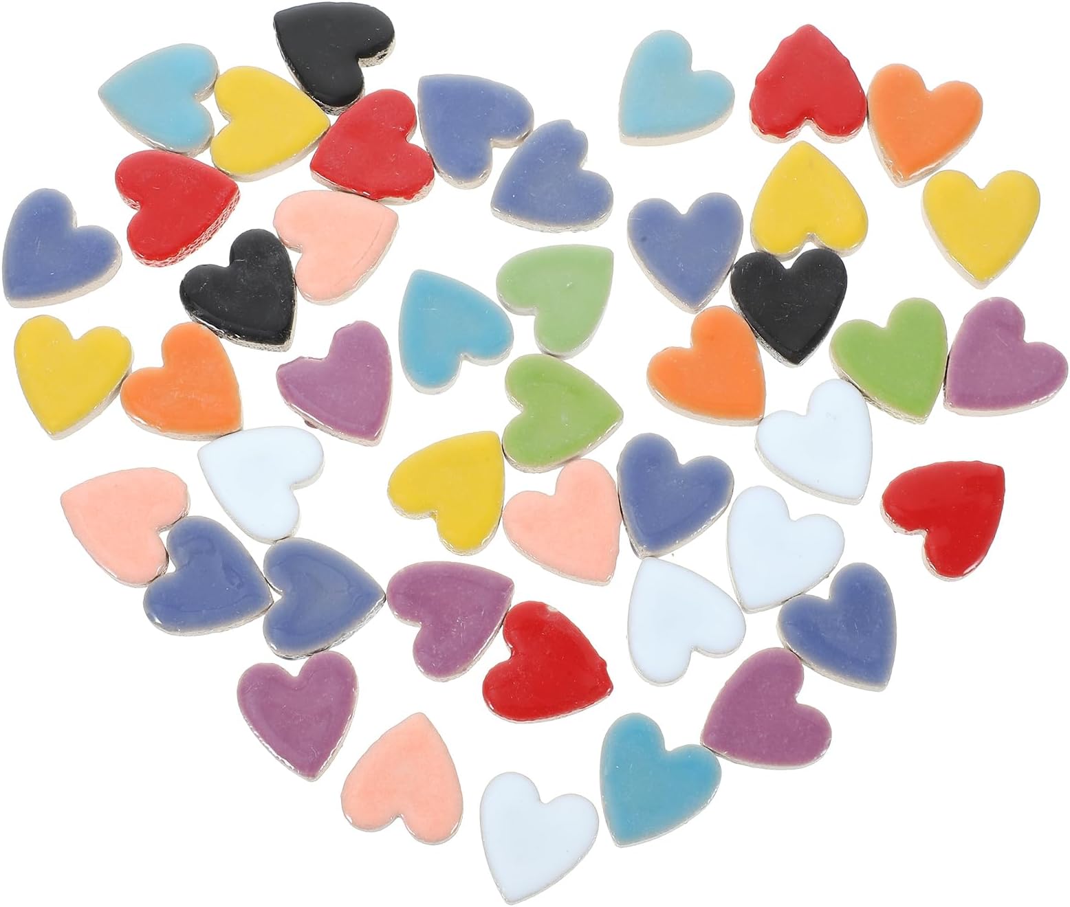 EXCEART Heart Mosaic Tiles Ceramic Pieces for Crafts 2.2X2.3Cm DIY Mosaic Hearts for Home Decoration and Jewelry Making 200G Bulk Pack