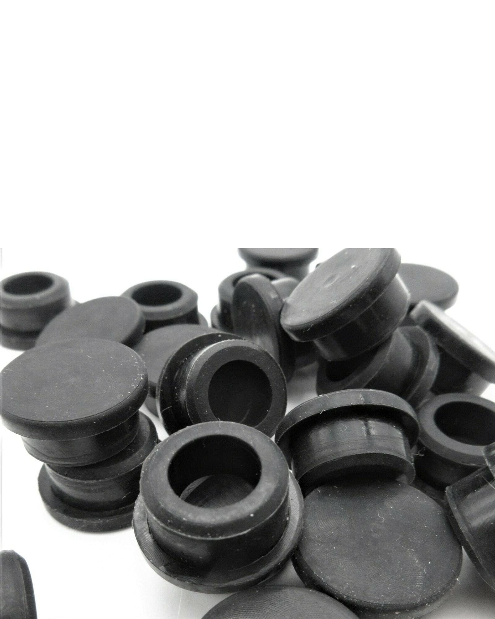 15 Pcs Black Rubber Plugs for Holes - Rubber Hole Plugs with Compression Stem - Rubber Push in Stem Bumpers Rubber Push in Bumpers - Rubber Drill Hole Plugs Push in Compression Stem (1/2