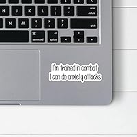 Vista 3 de Calcomanías con texto en inglés «I'm Trained in Combat I Can Do», calcomanías de vinilo impermeables para adultos, para laptop, Kindle, coche